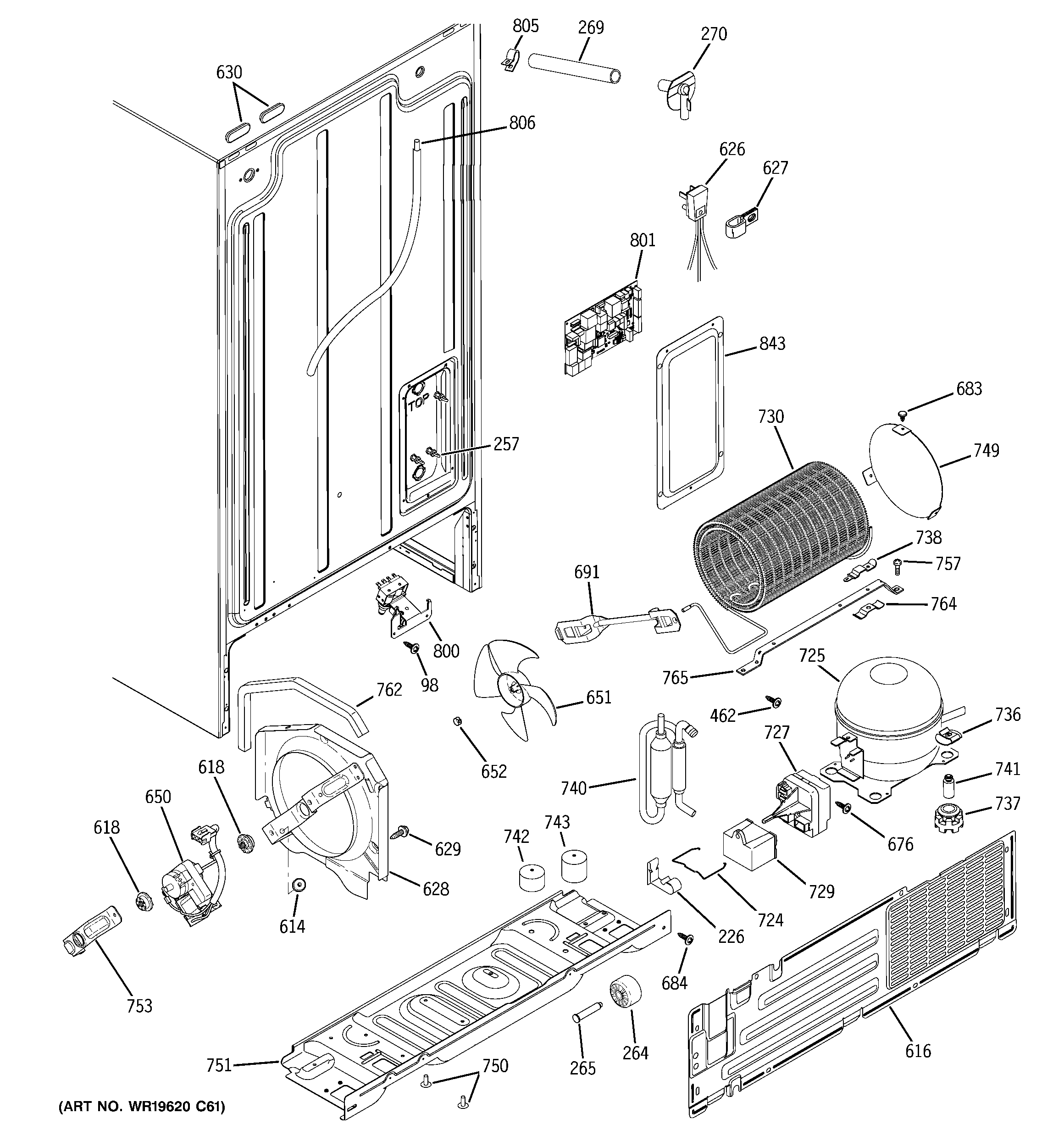 GE GSS22JETFWW sealed system & mother board diagram