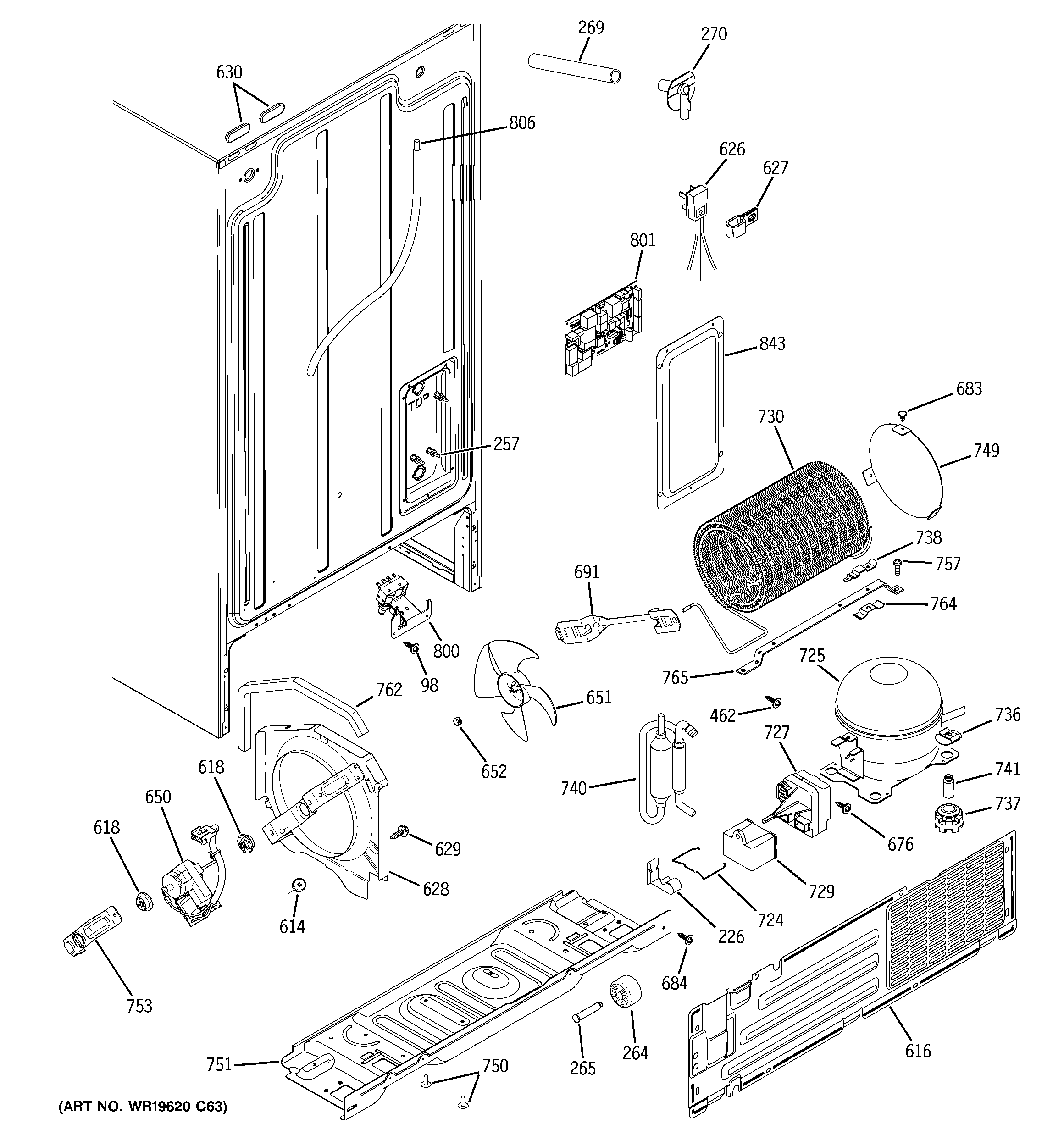 GE GSS25JETDWW sealed system & mother board diagram