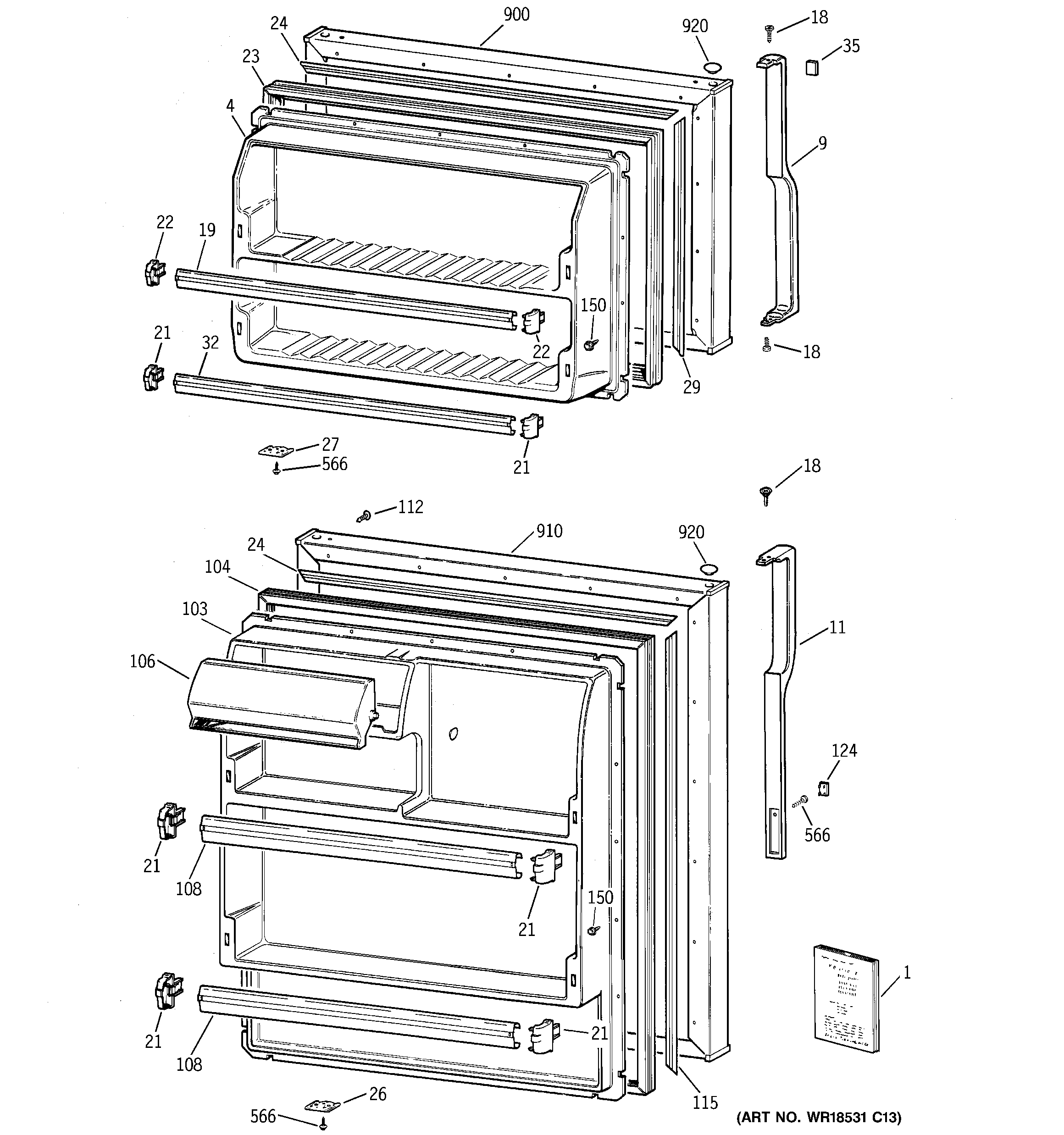 GE GTS18EBMDRCC doors diagram