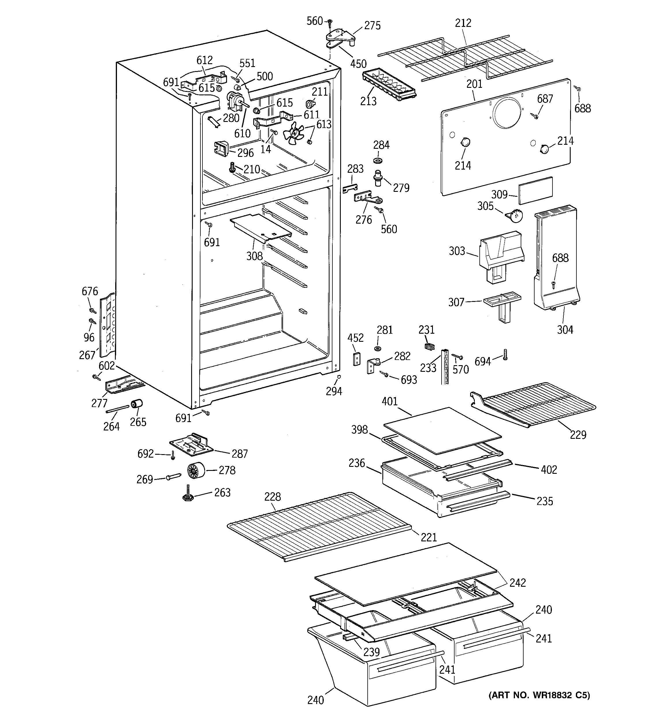 GE GTS18EBMDRCC cabinet diagram
