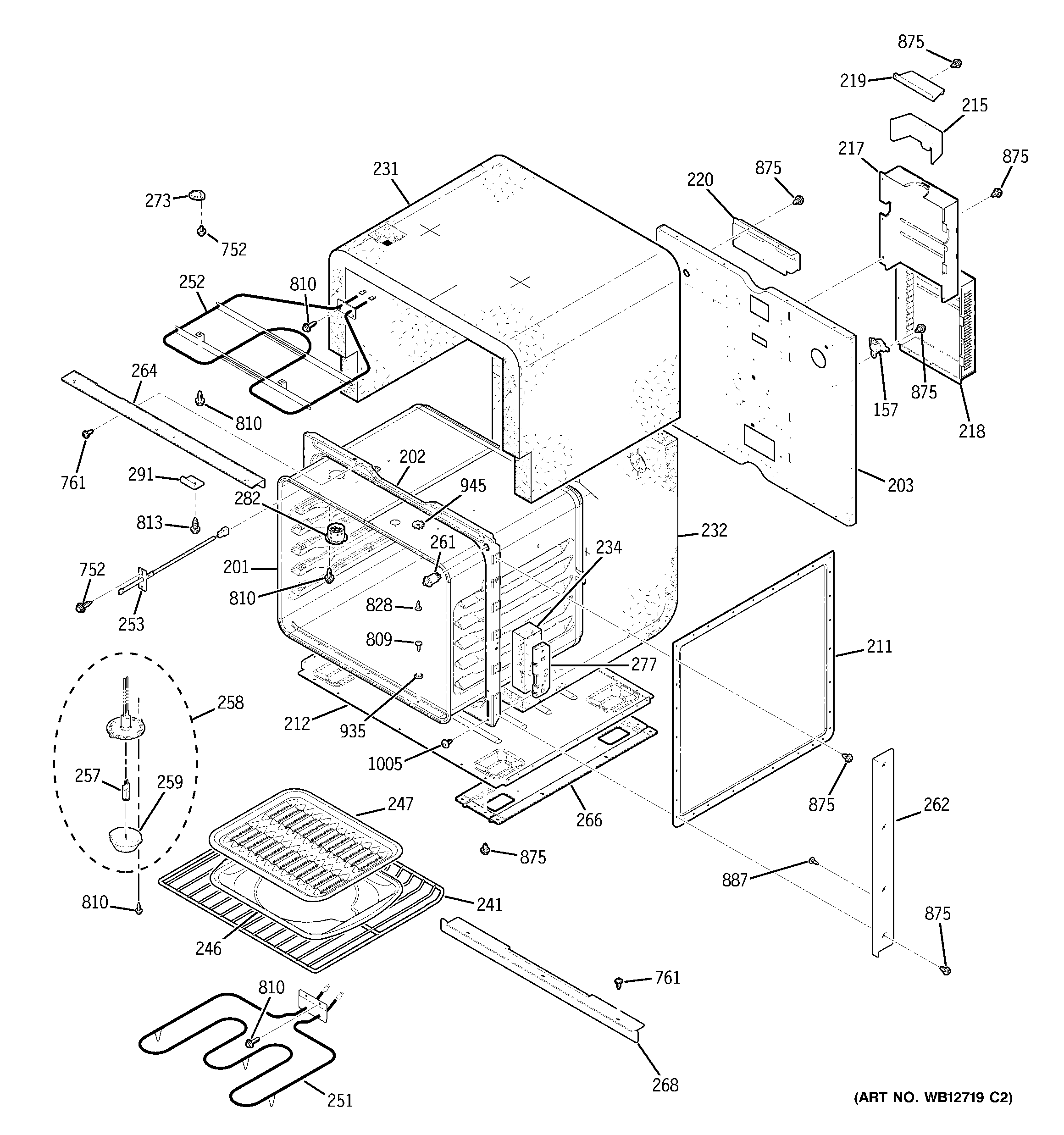 GE JKP86BF6BB body with microwave support diagram
