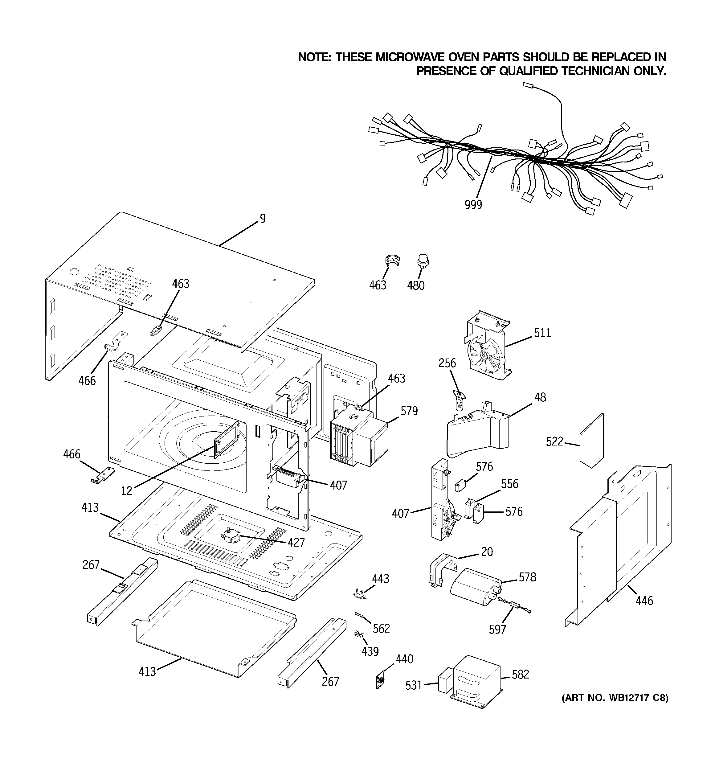 GE JKP86SH6SS microwave body parts diagram