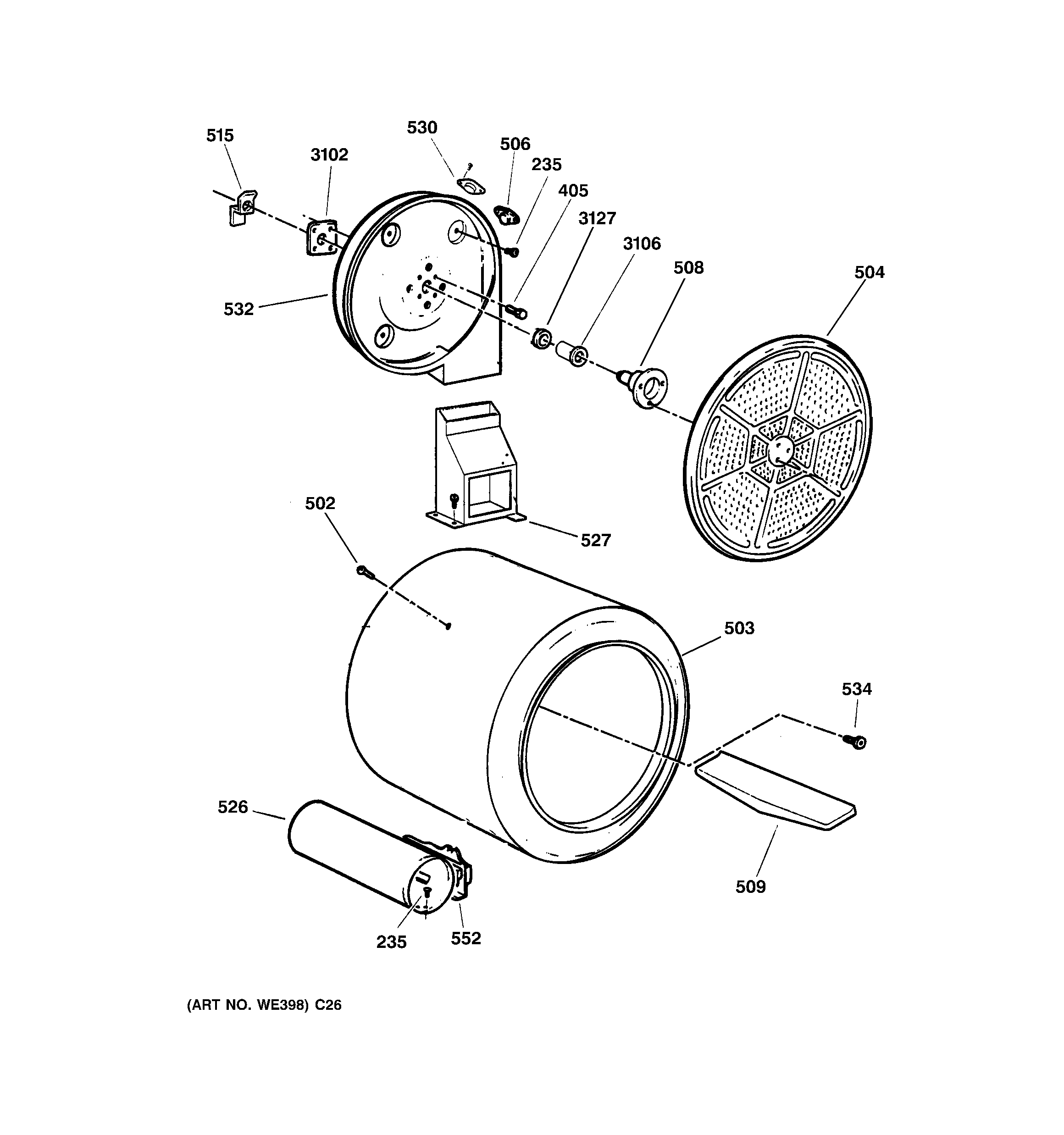 GE DBXR300GG2WS drum diagram