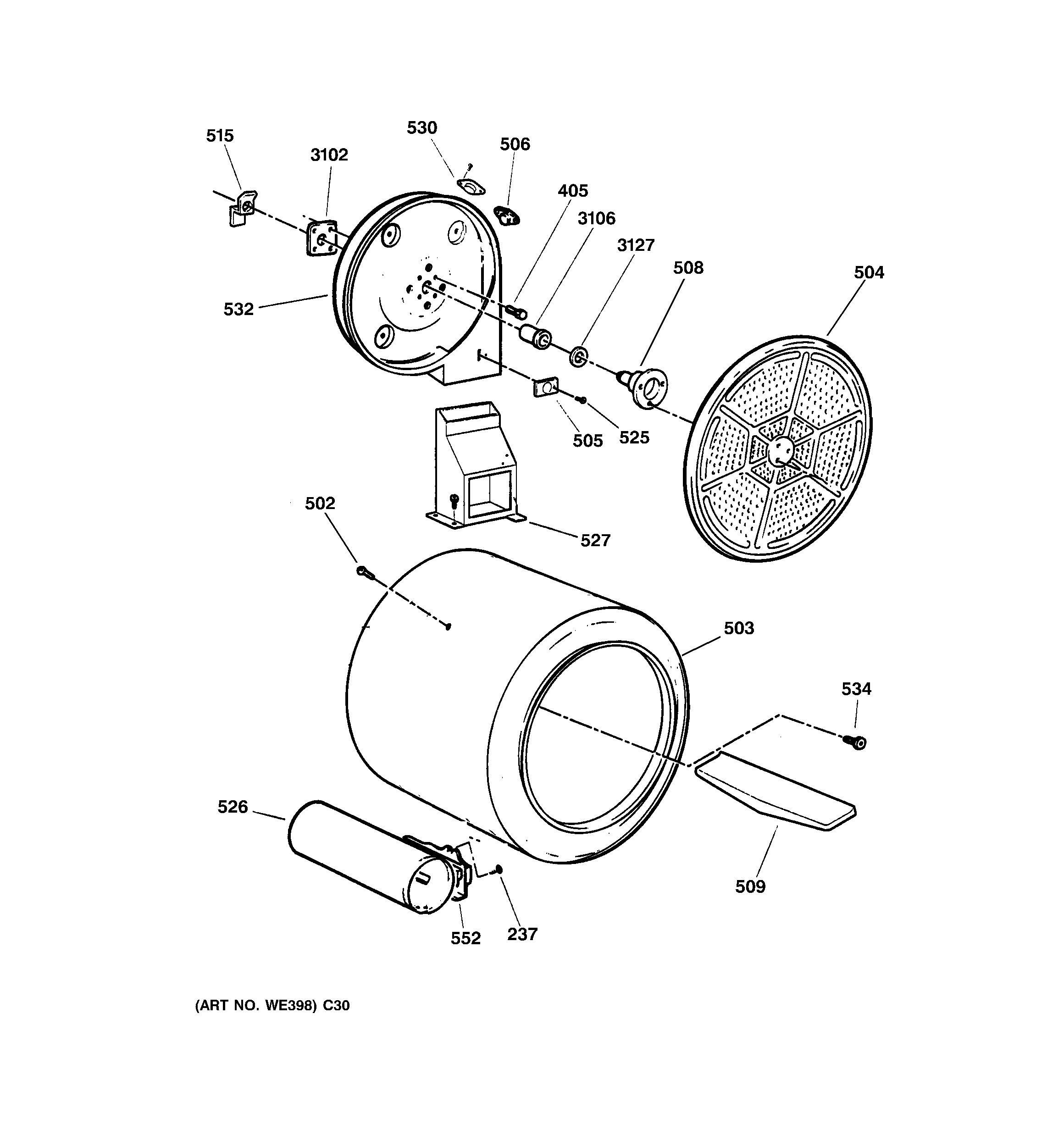 GE DHDSR46GG3WW drum diagram