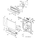 GE GSD2020F03BB escutcheon & door assembly diagram