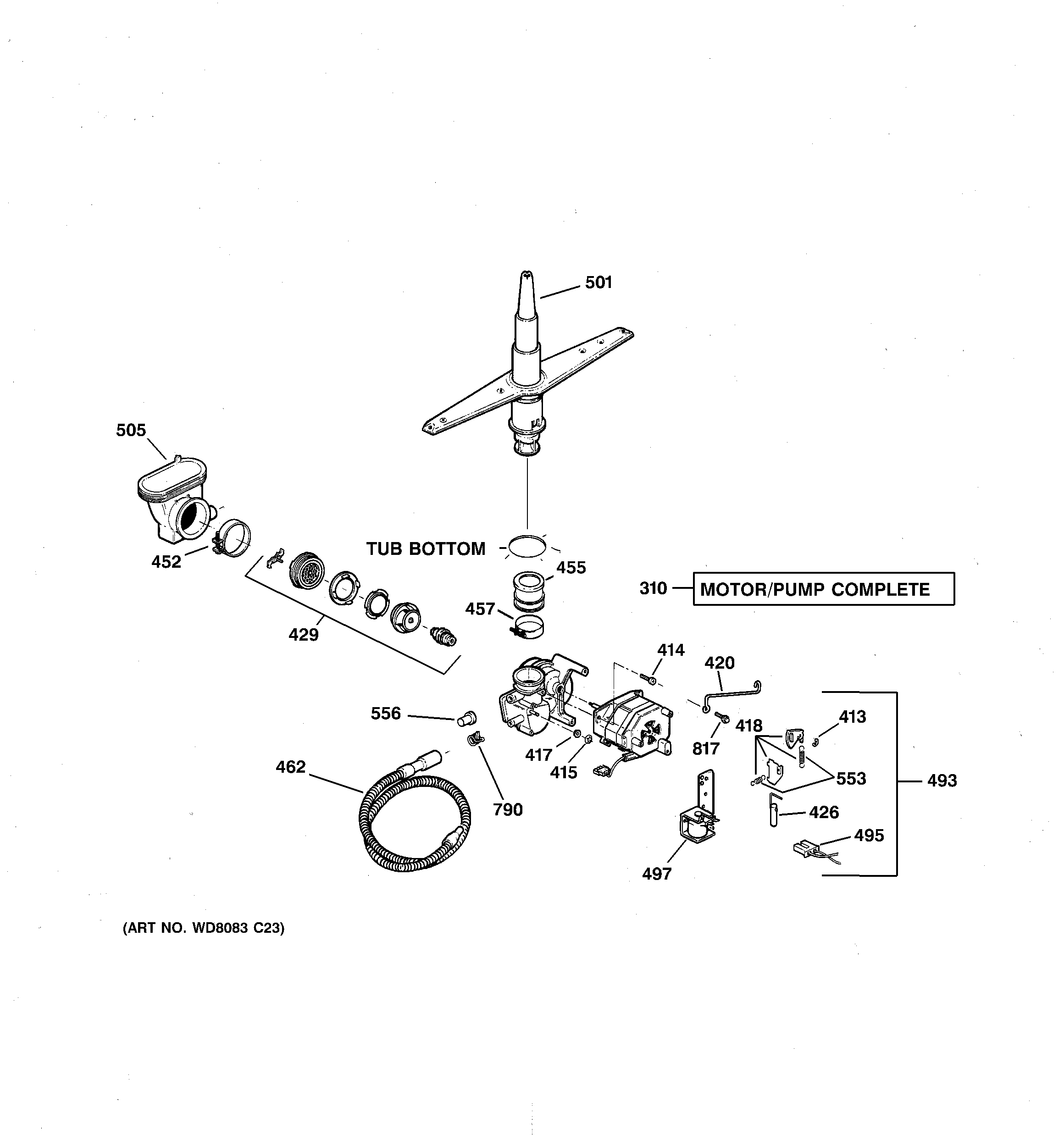 GE GSM2100G02BB motor-pump mechanism diagram