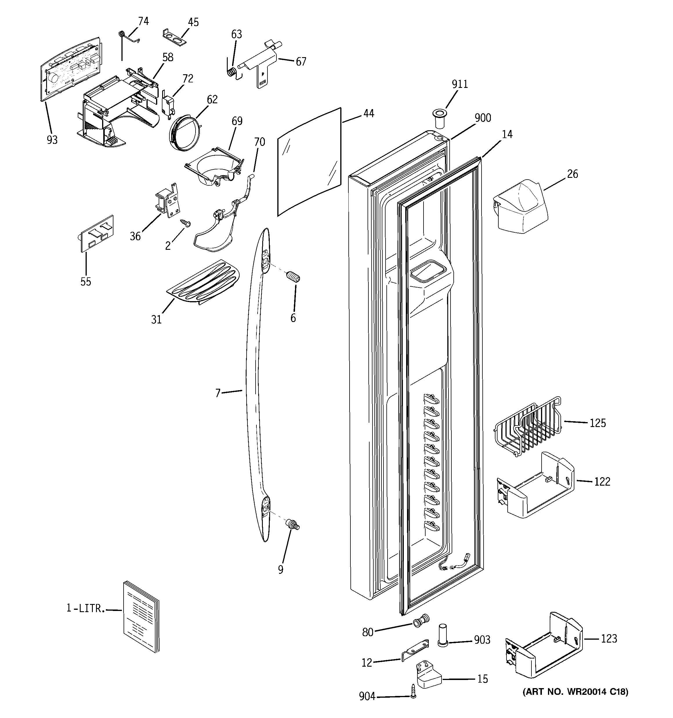 GE PSCS5TGXAFSS freezer door diagram