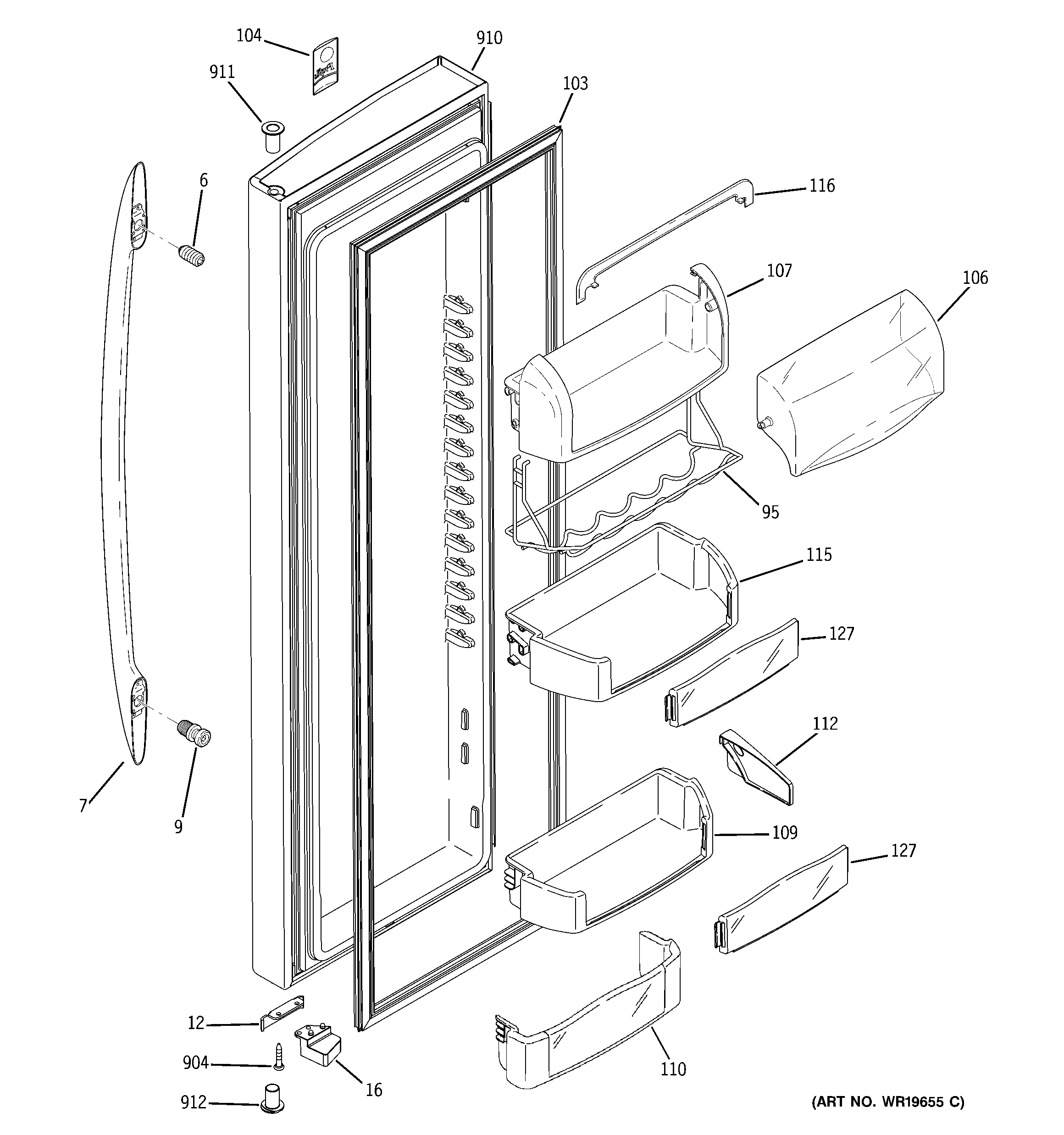 GE PSCS5TGXAFSS fresh food door diagram