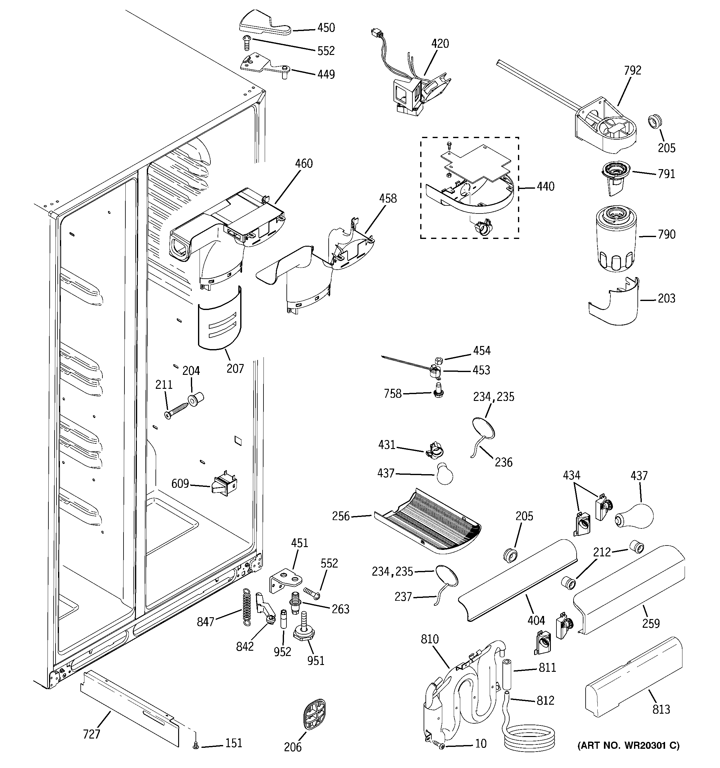 GE GSHF3KGXBCBB fresh food section diagram