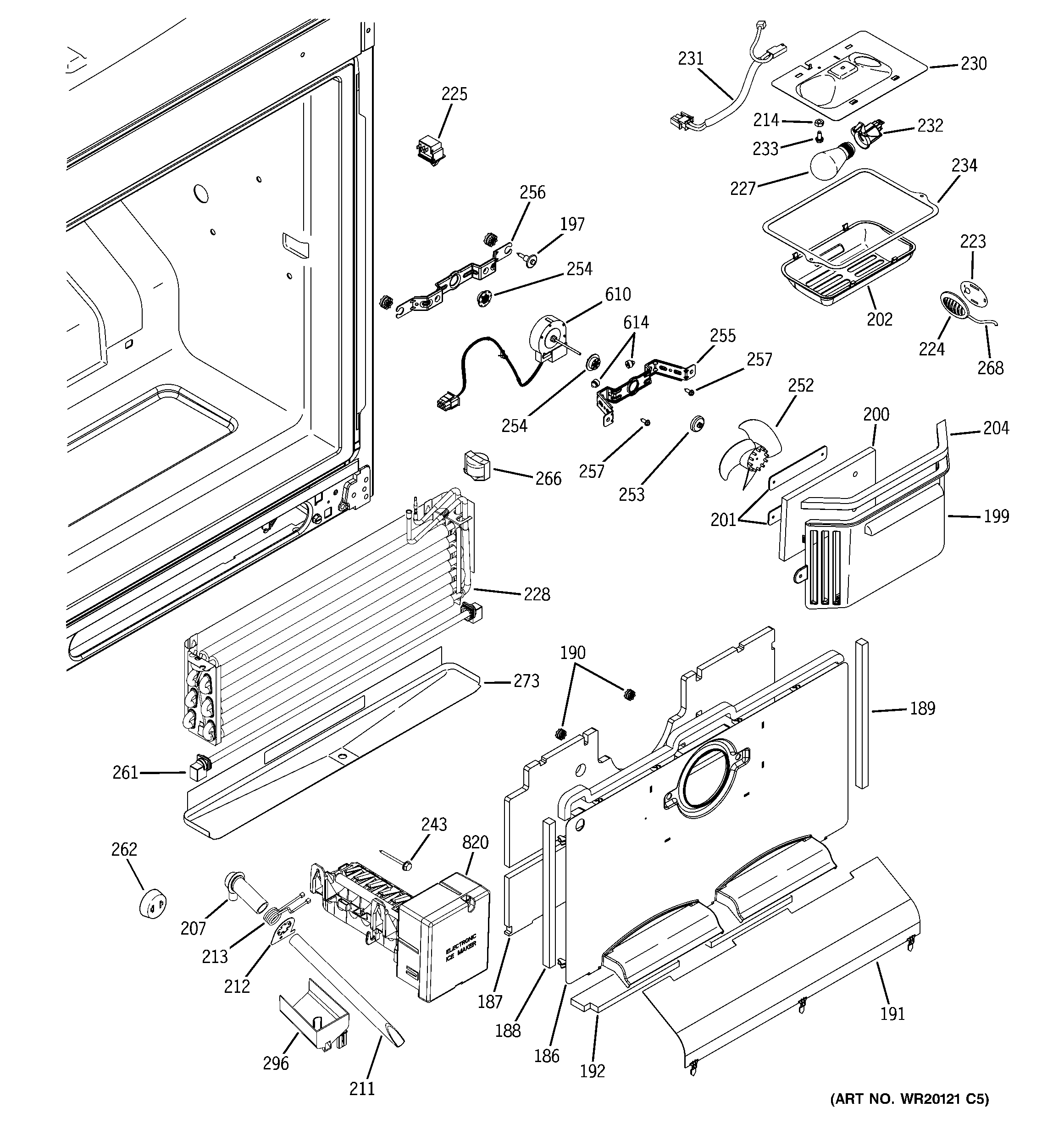 GE PFCF1NJXAWW freezer section diagram