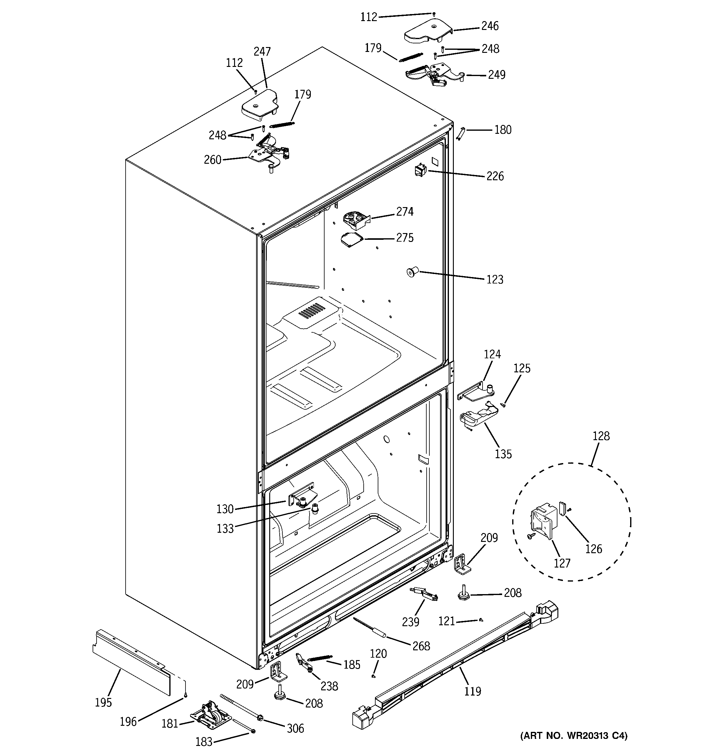GE PFCF1NJXAWW case parts diagram