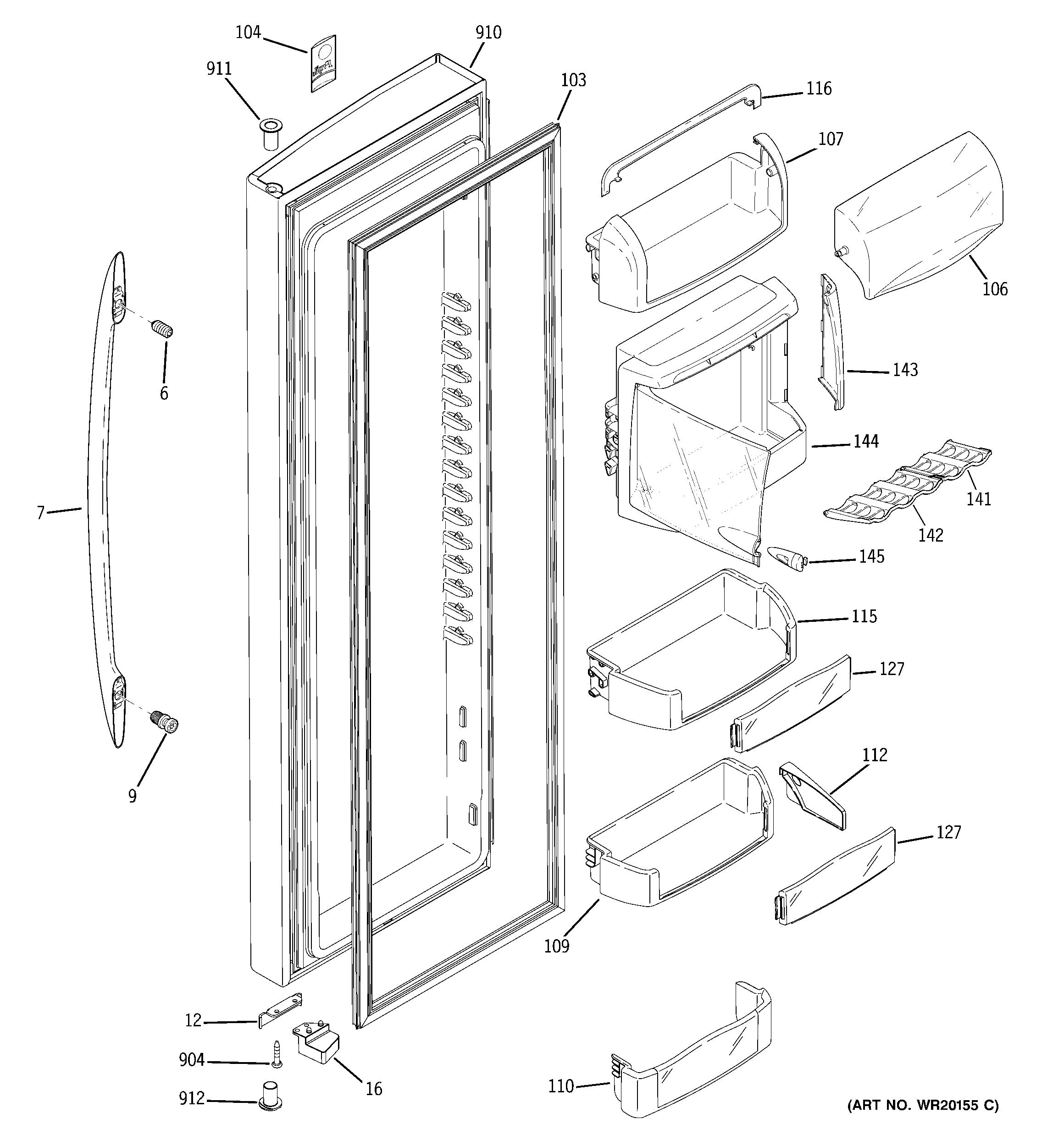 GE PSDS5YGXBFSS fresh food door diagram