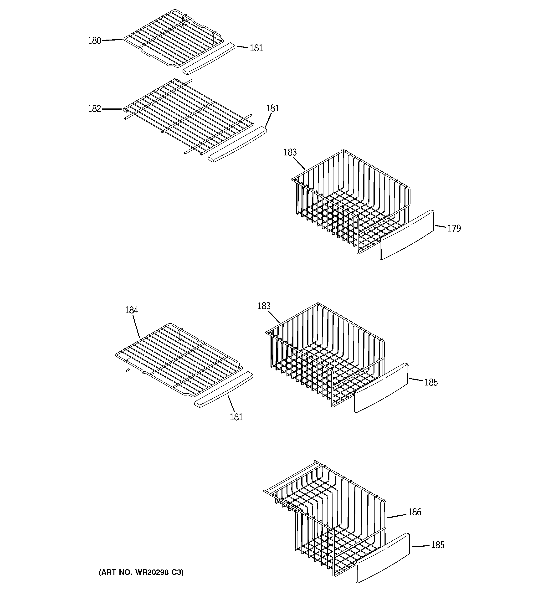 GE PSHF6RGXBDWW freezer shelves diagram