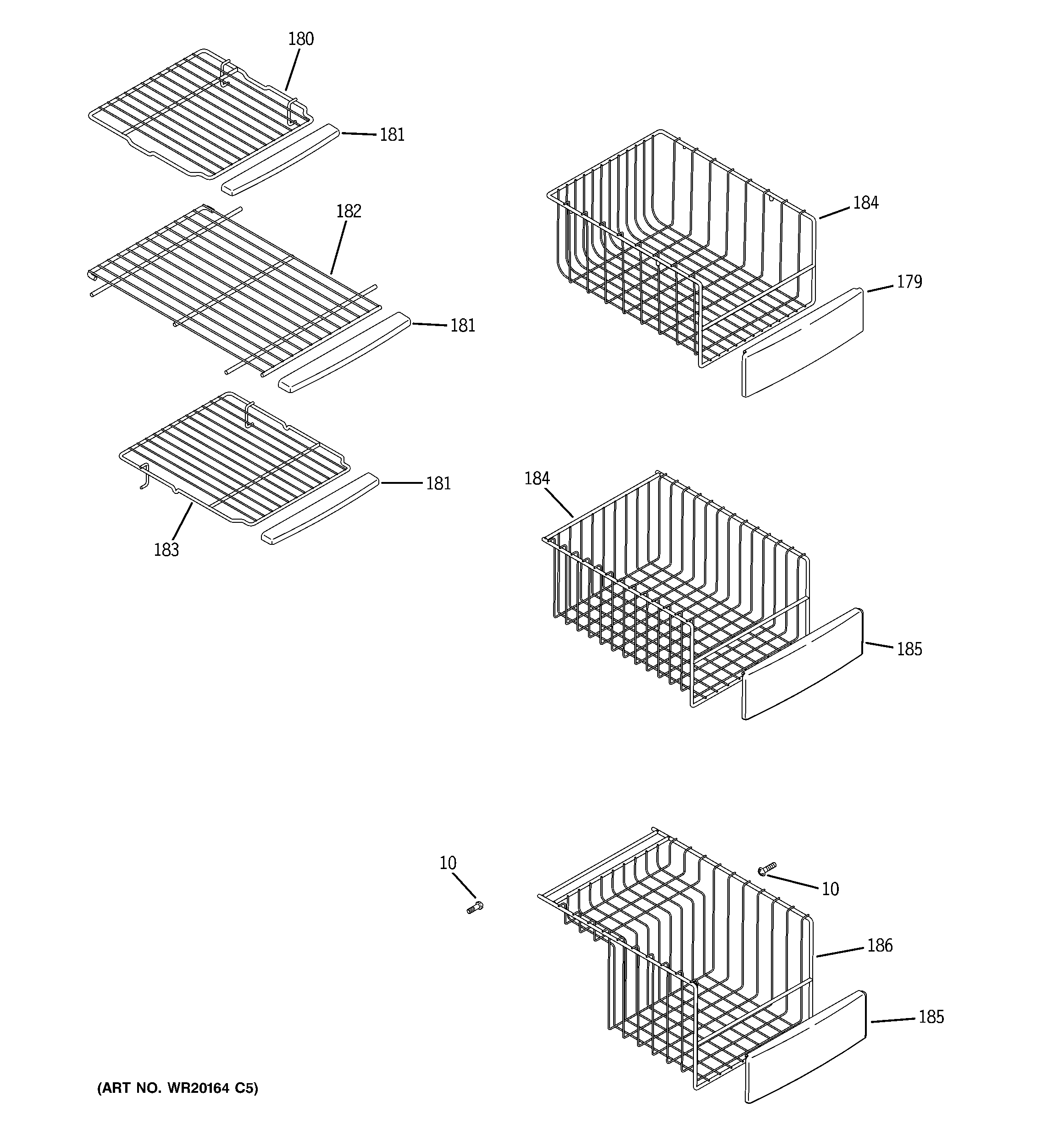 GE PSIC3RGXAFWV freezer shelves diagram