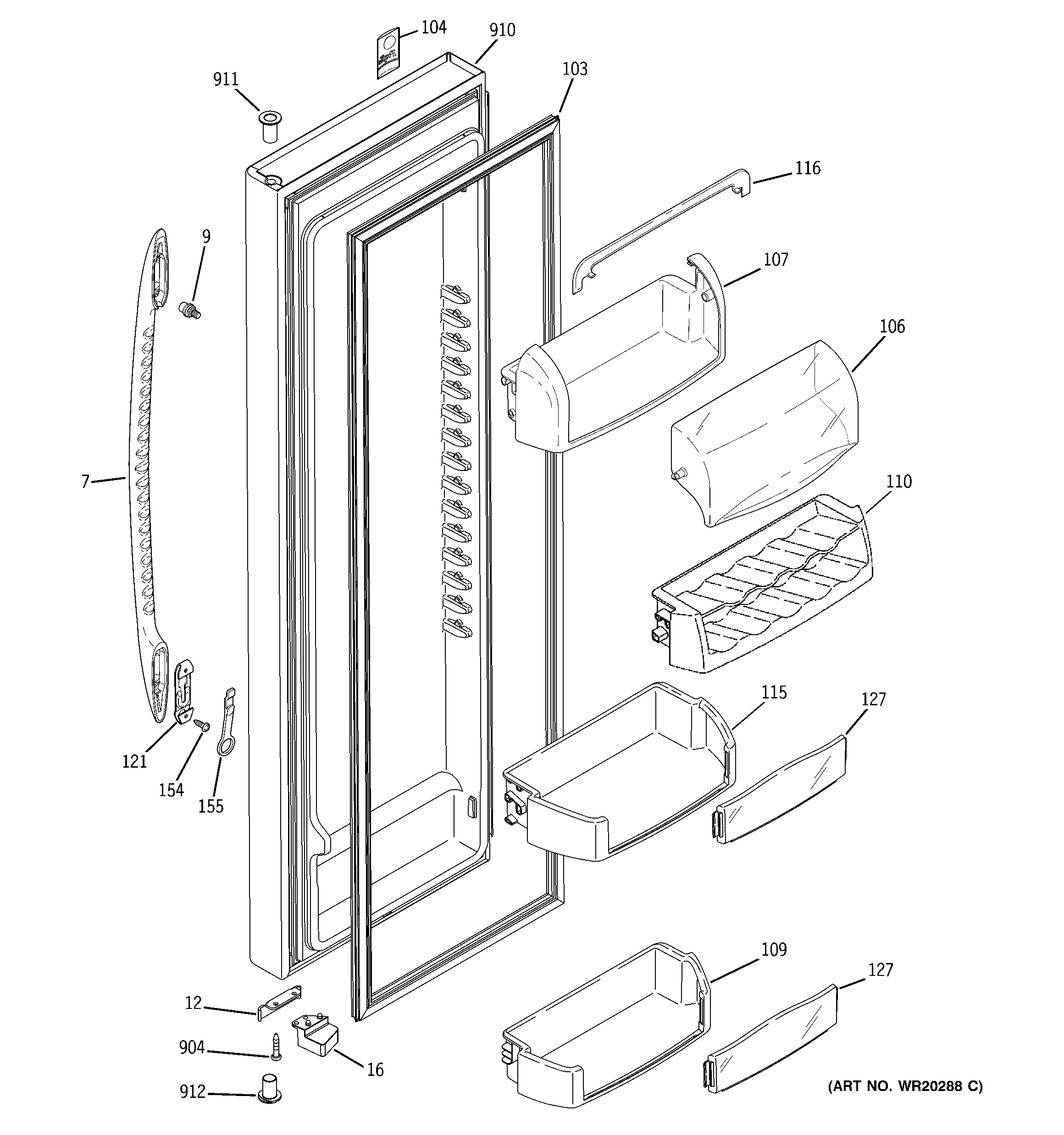 GE PSSC6KGXACBB fresh food door diagram