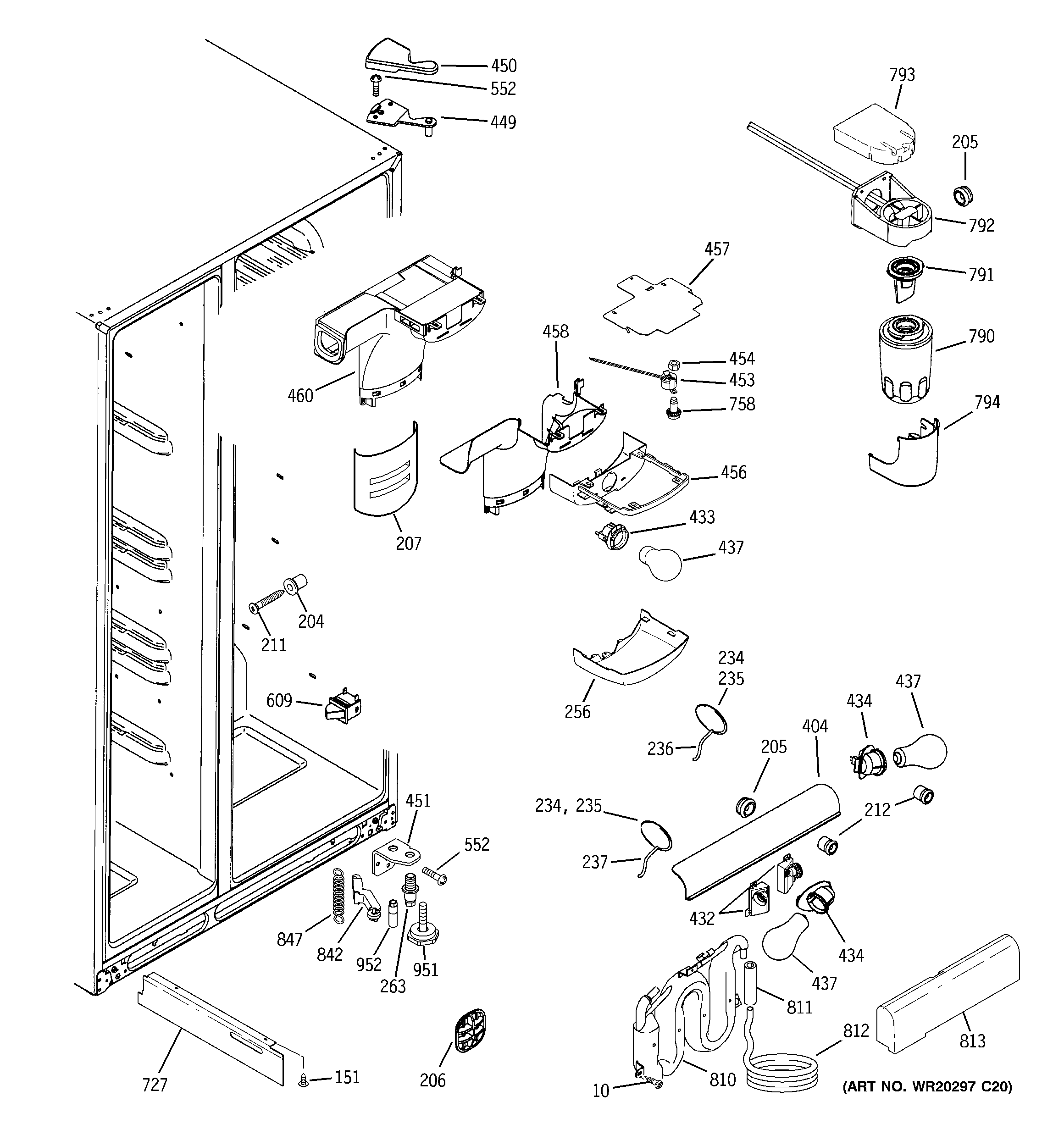 GE PSSC6KGXACBB fresh food section diagram