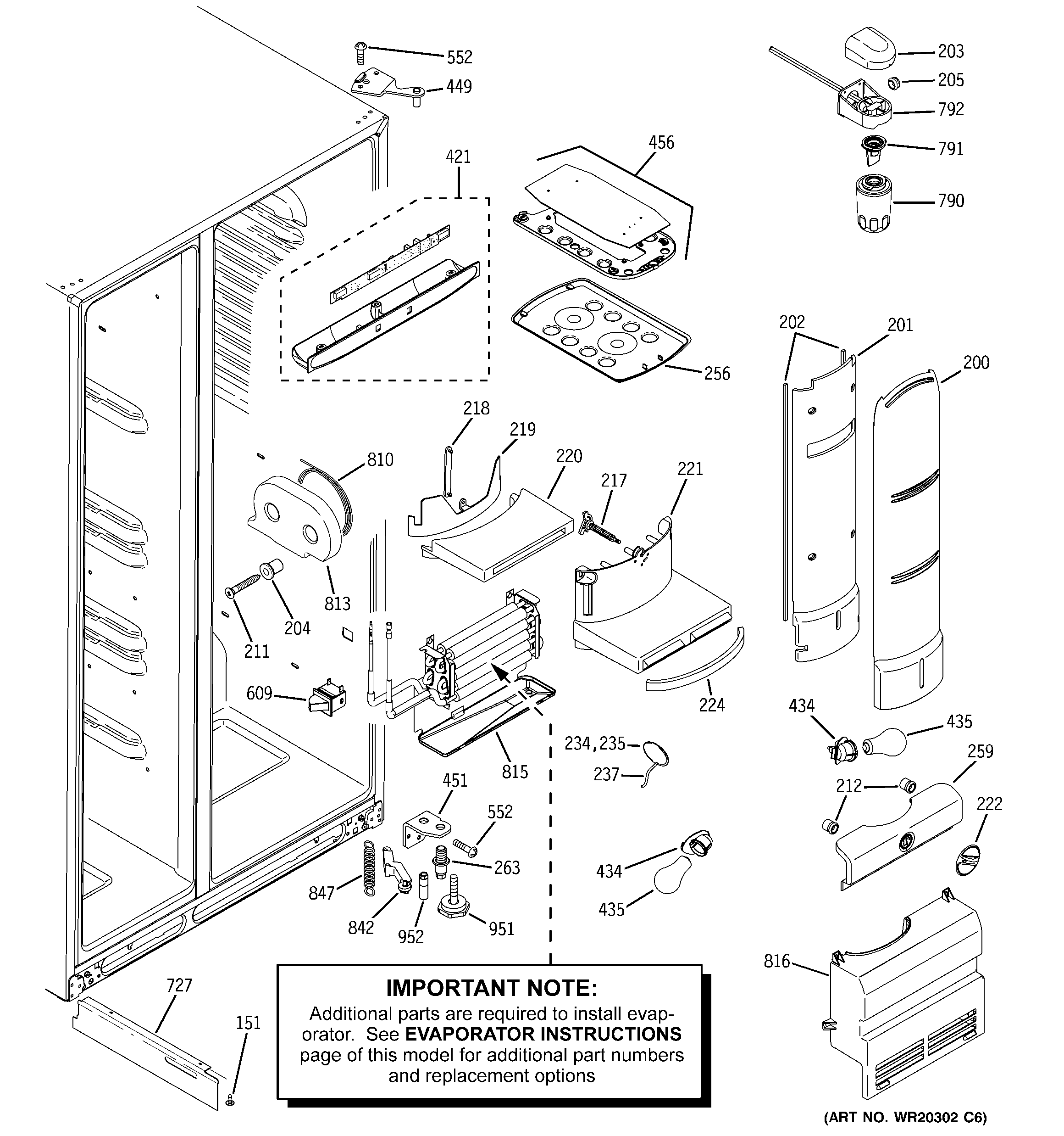 GE ZFSB23DXASS fresh food section diagram
