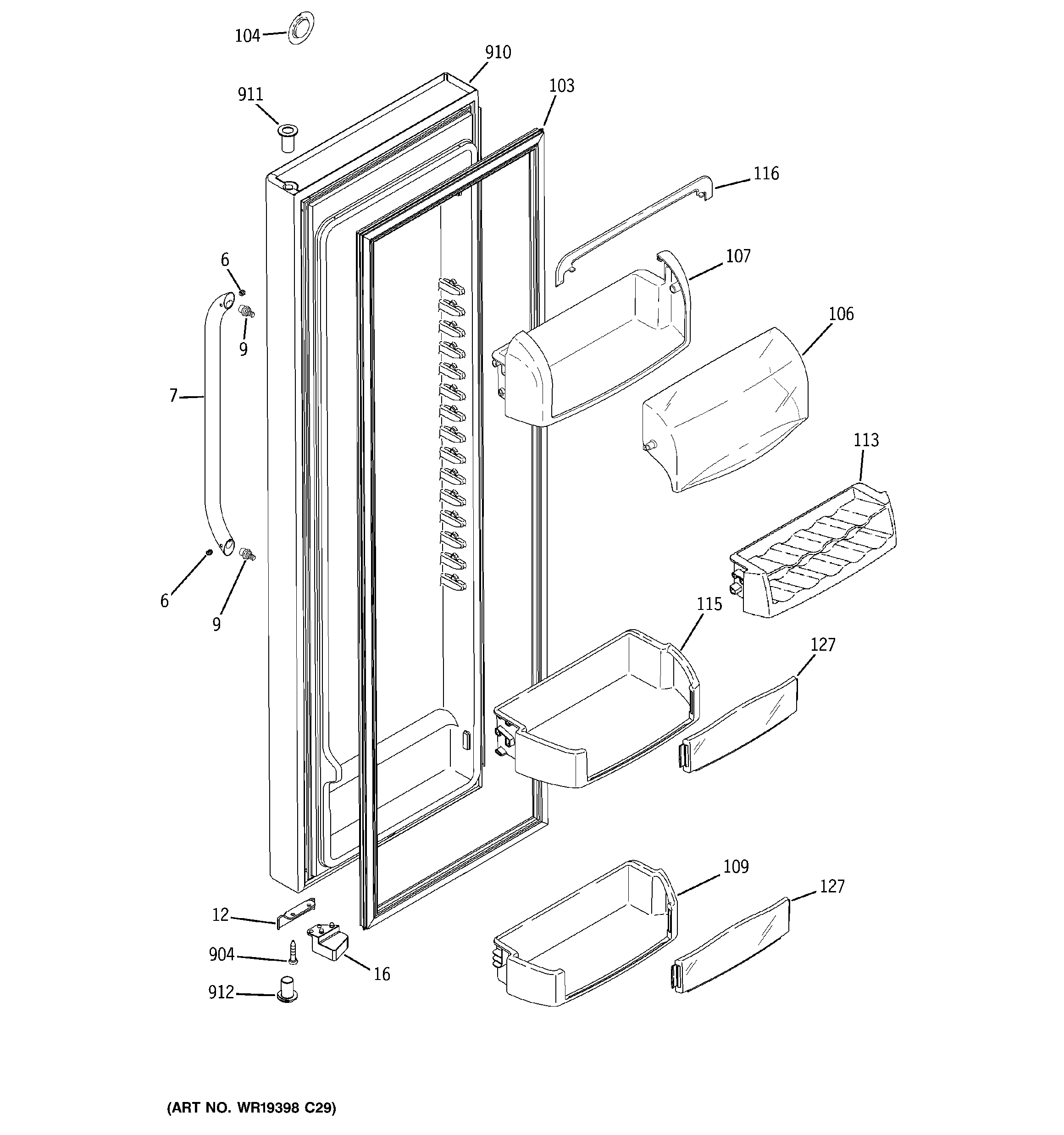 GE GSHS3KGXBCSS fresh food door diagram