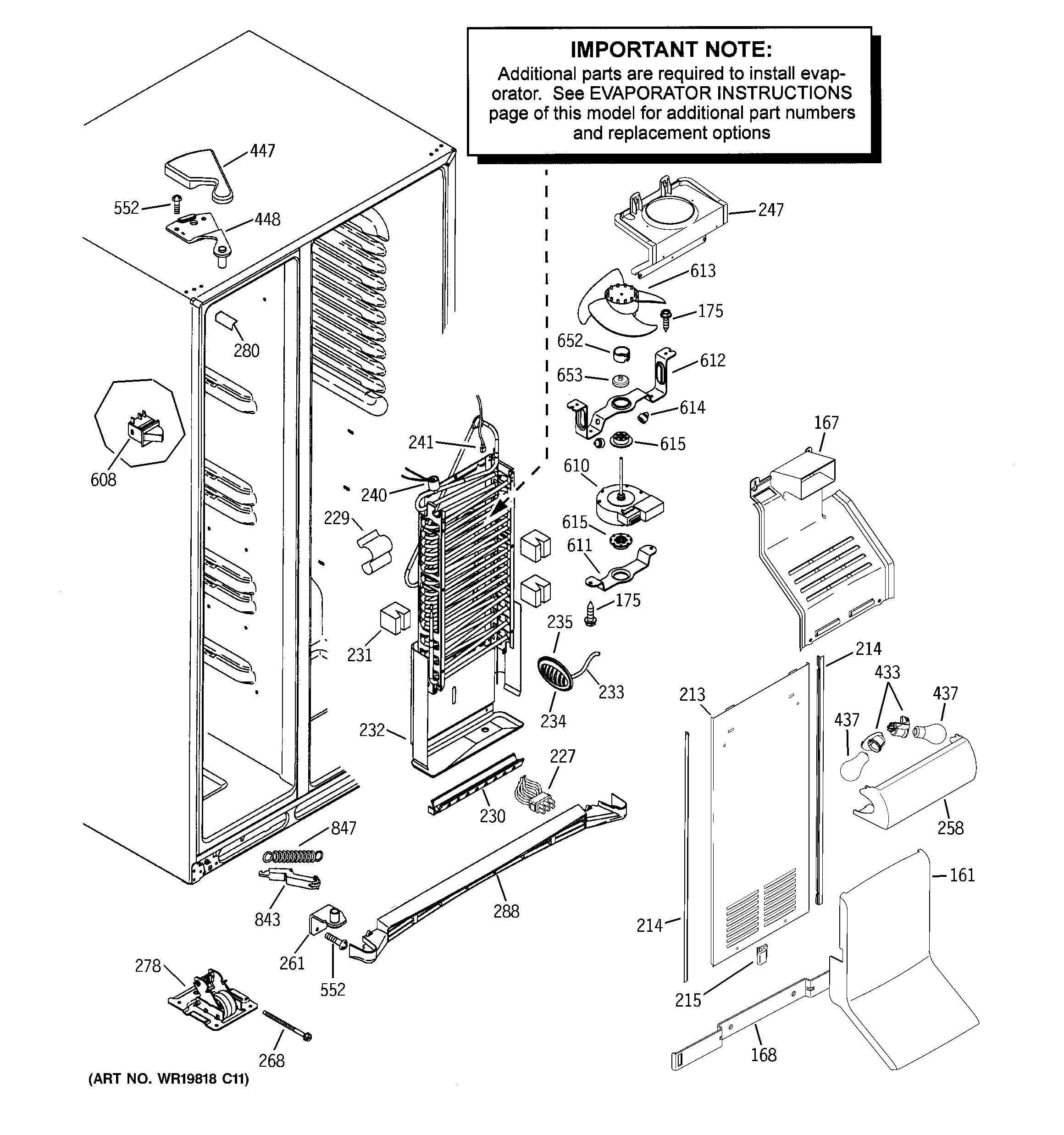 GE GSHS3KGXBCSS freezer section diagram