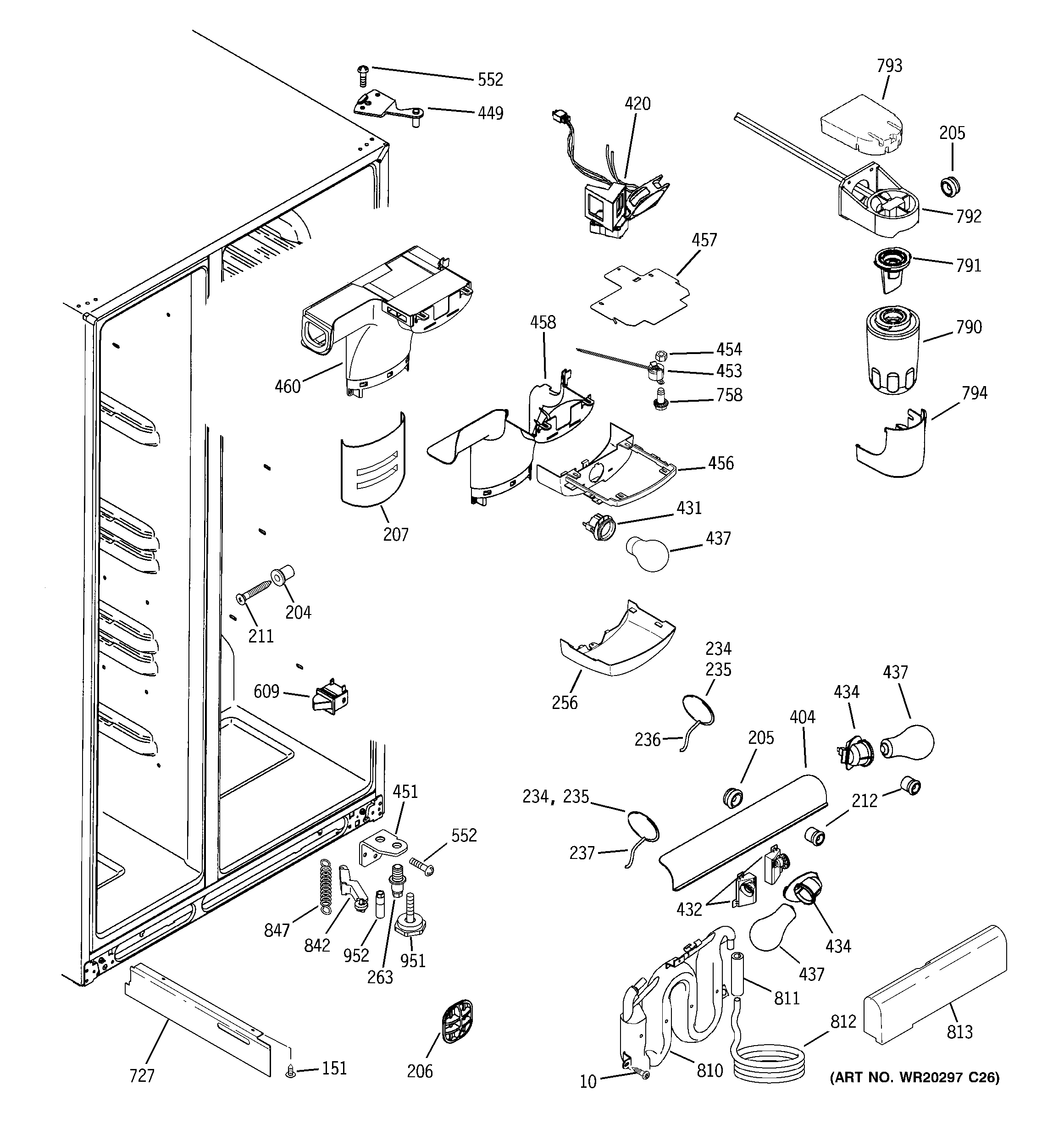 GE GSCS3PGXAFSS fresh food section diagram