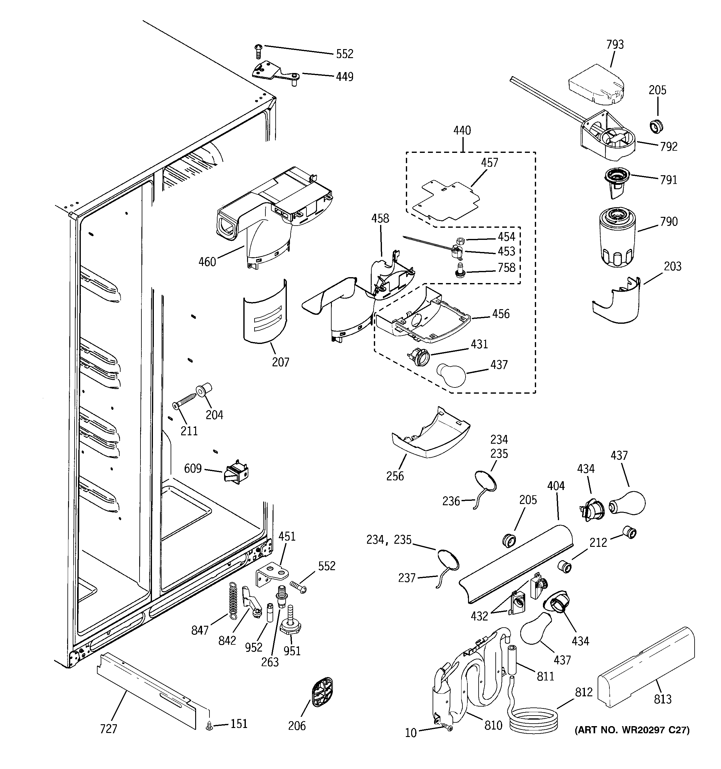 GE GSHF5MGXBEWW fresh food section diagram