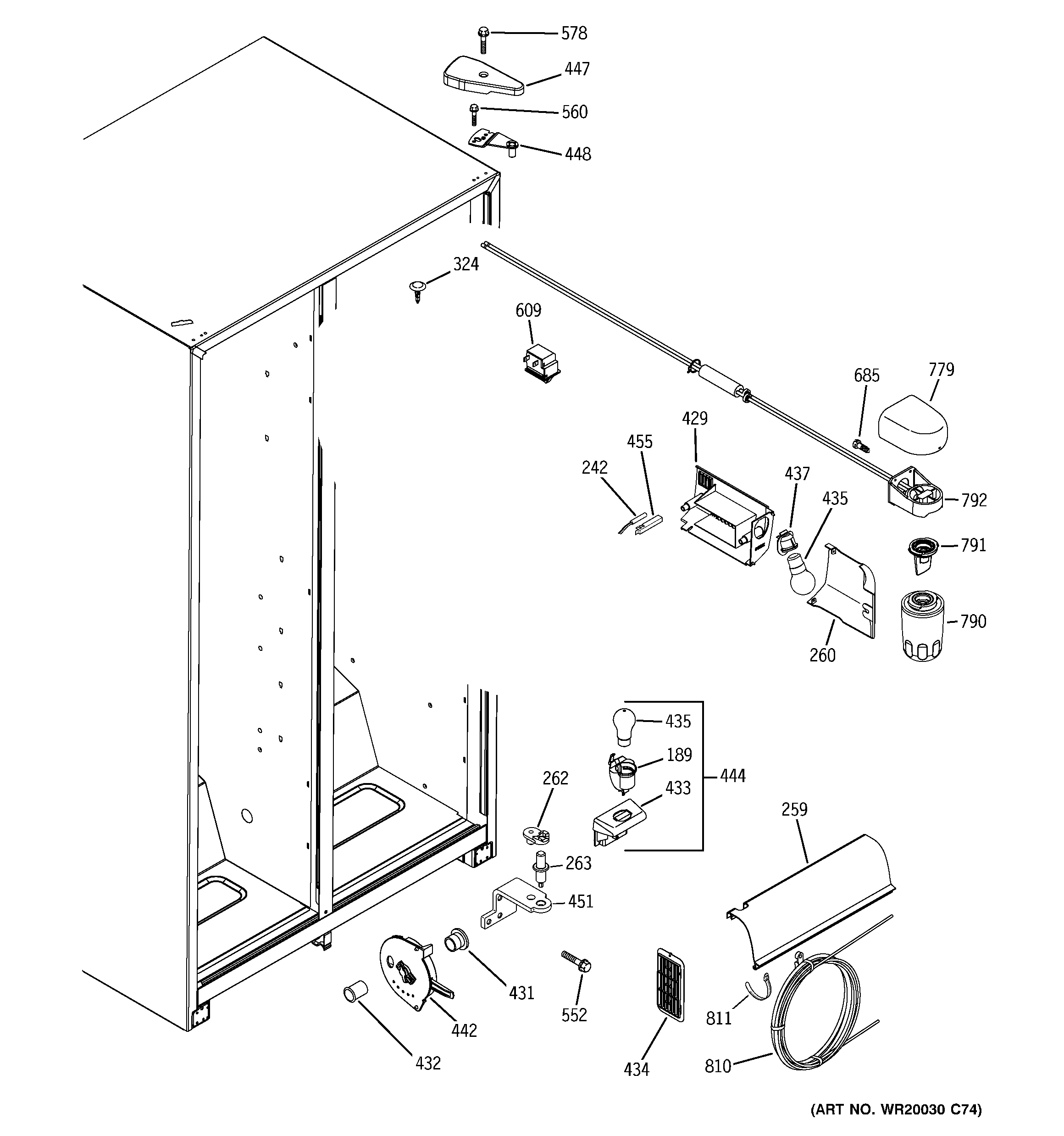 GE BSS25JSTGSS fresh food section diagram
