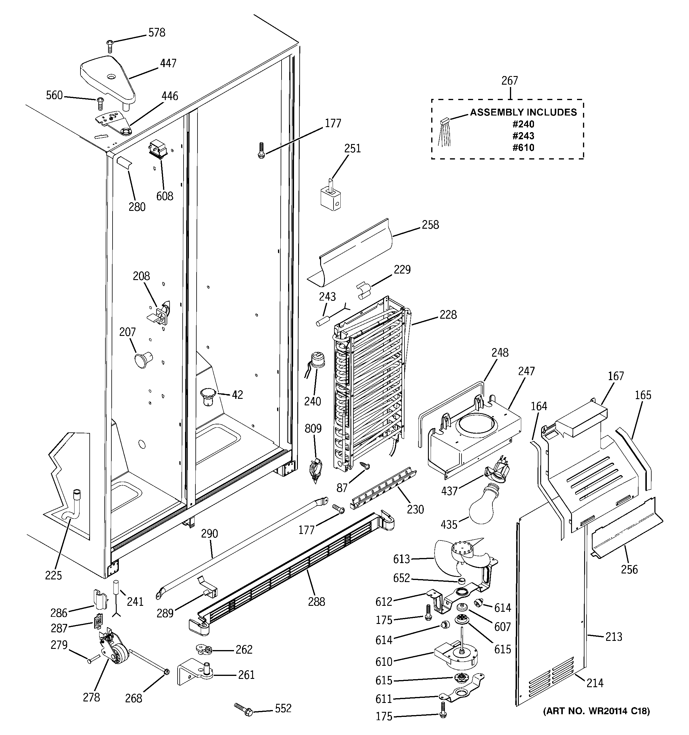 GE GSE20JEWGFBB freezer section diagram