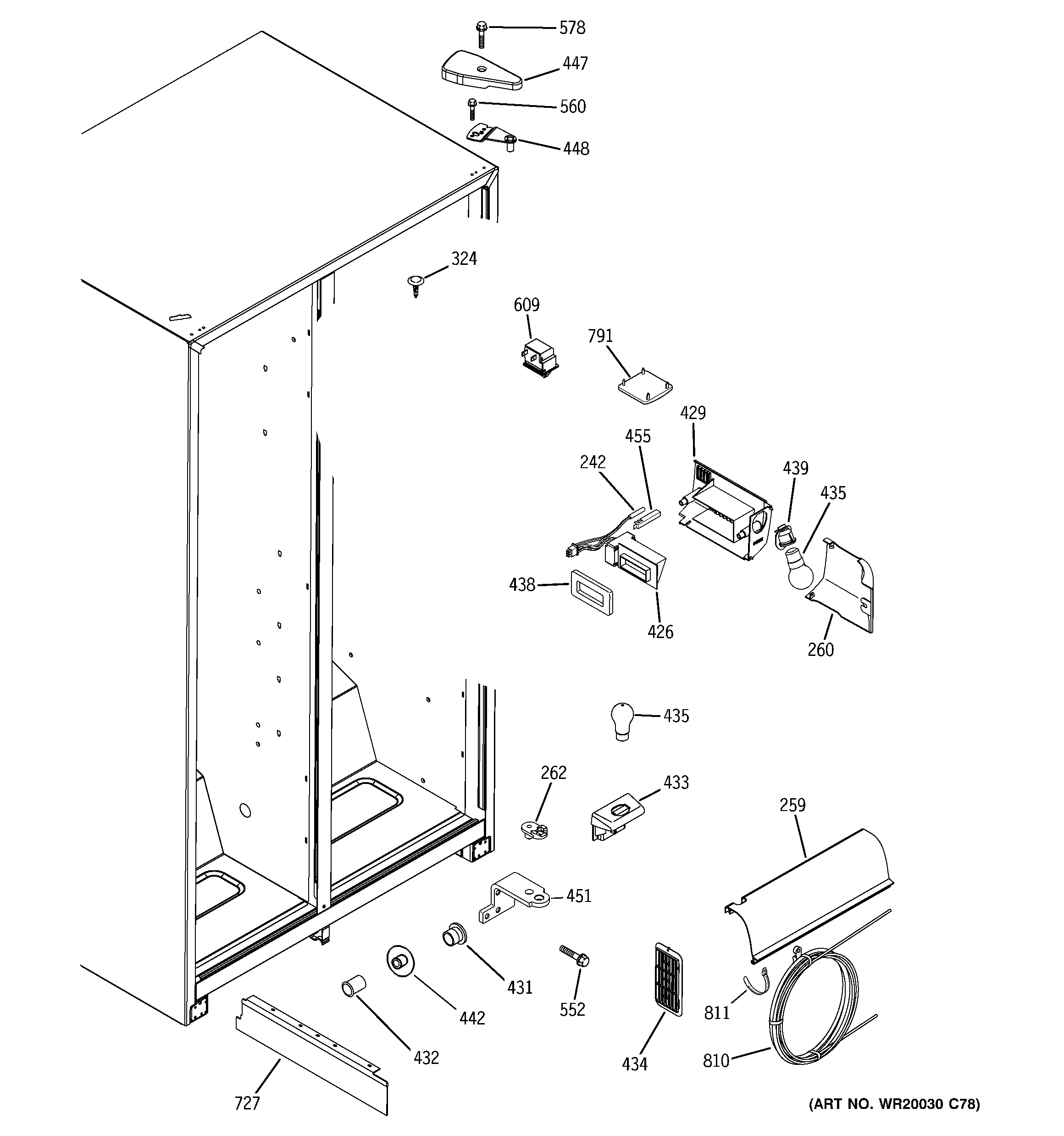 GE GSE22KETGFBB fresh food section diagram