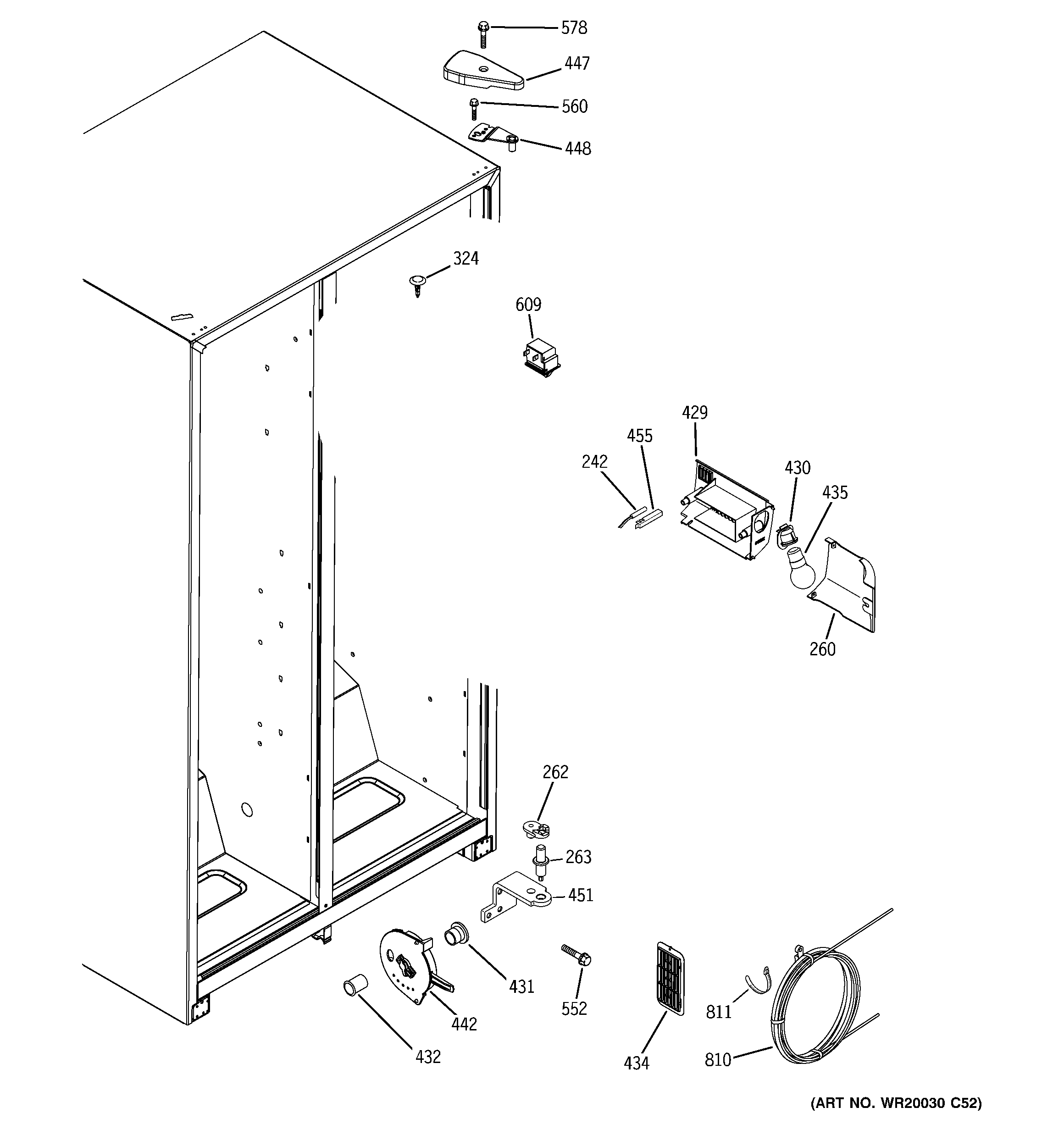 GE GSS20GEWGBB fresh food section diagram