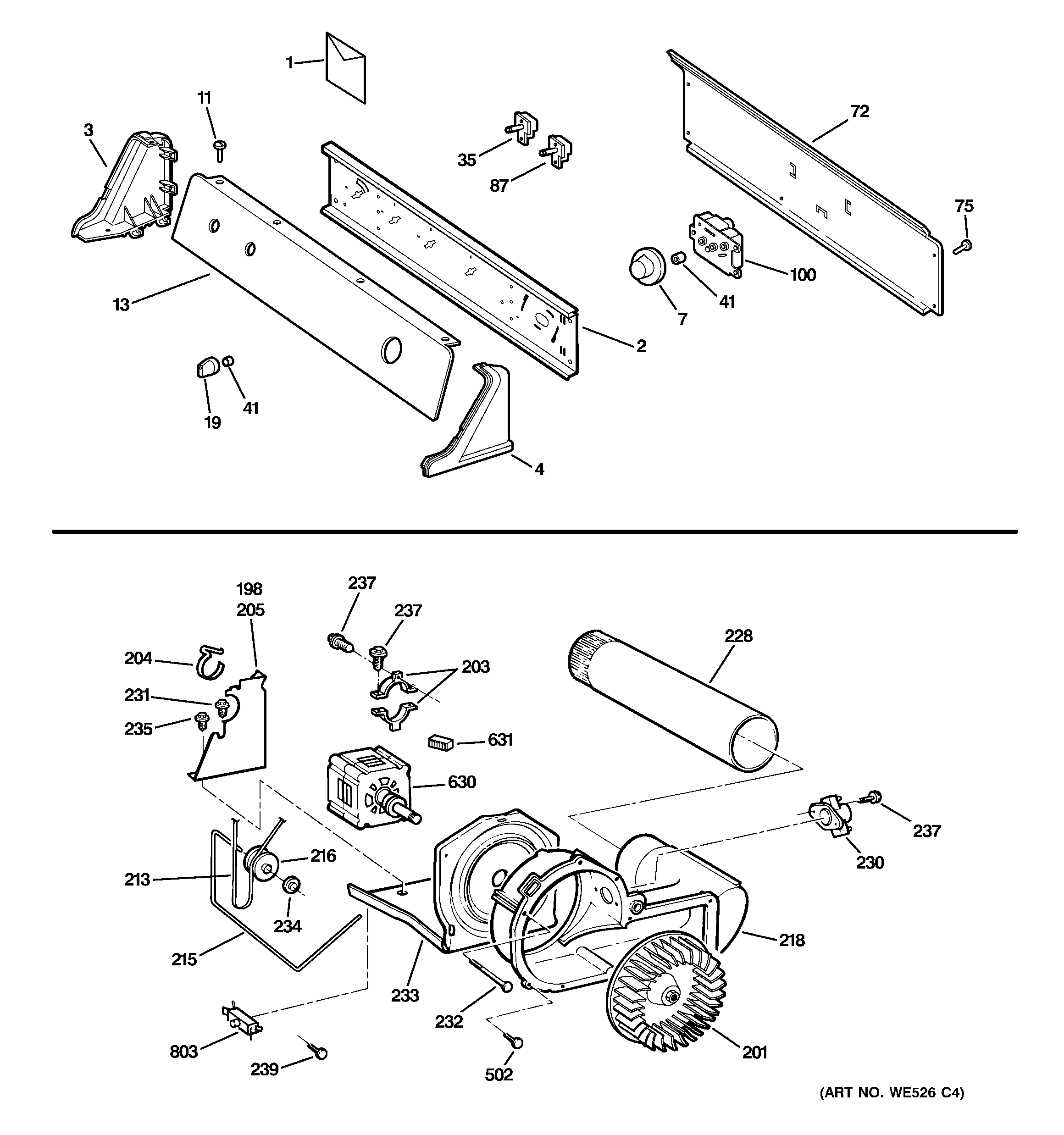 GE DISR333FC7WW backsplash, blower & motor diagram