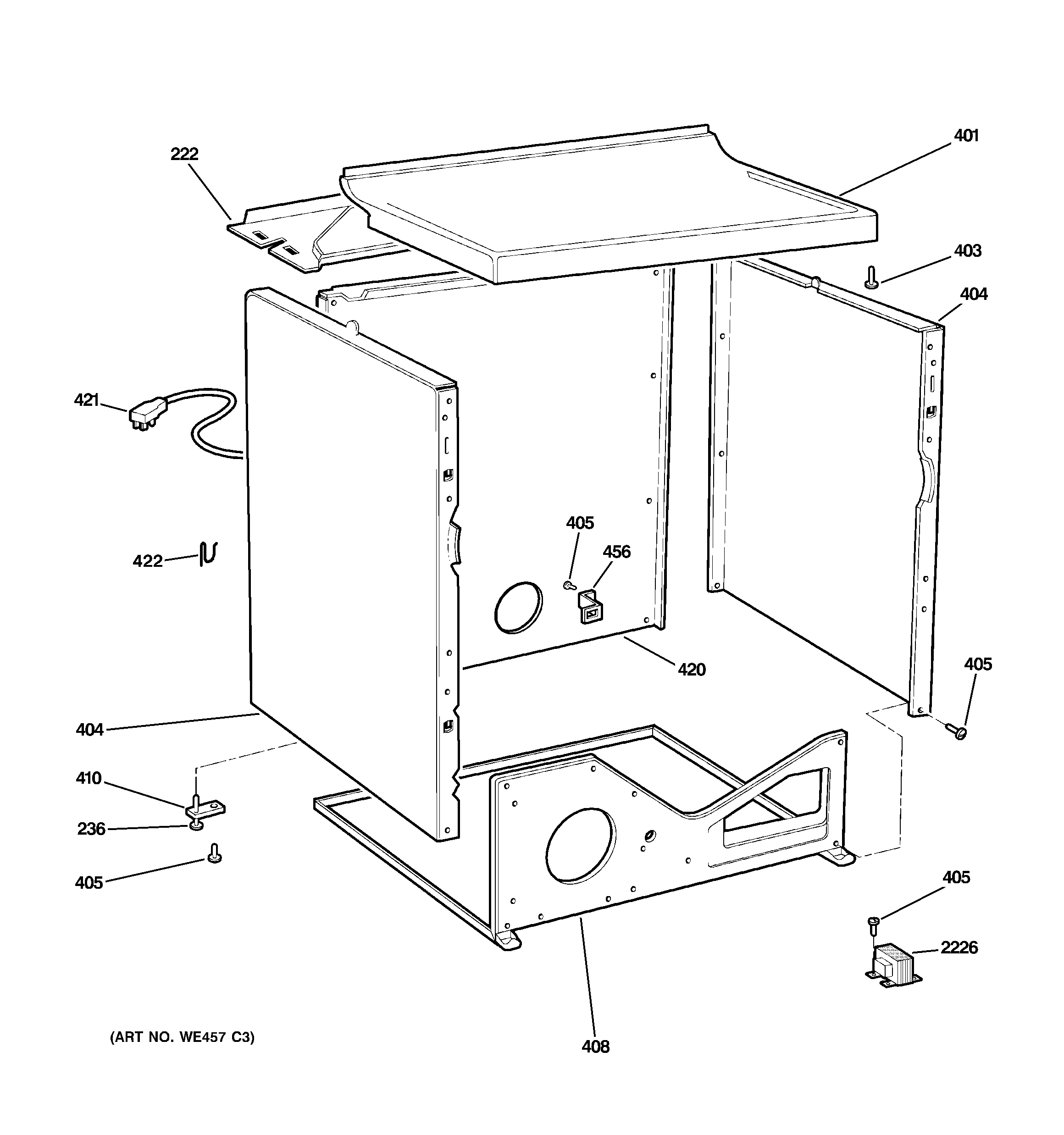 GE DISR333FC7WW cabinet diagram