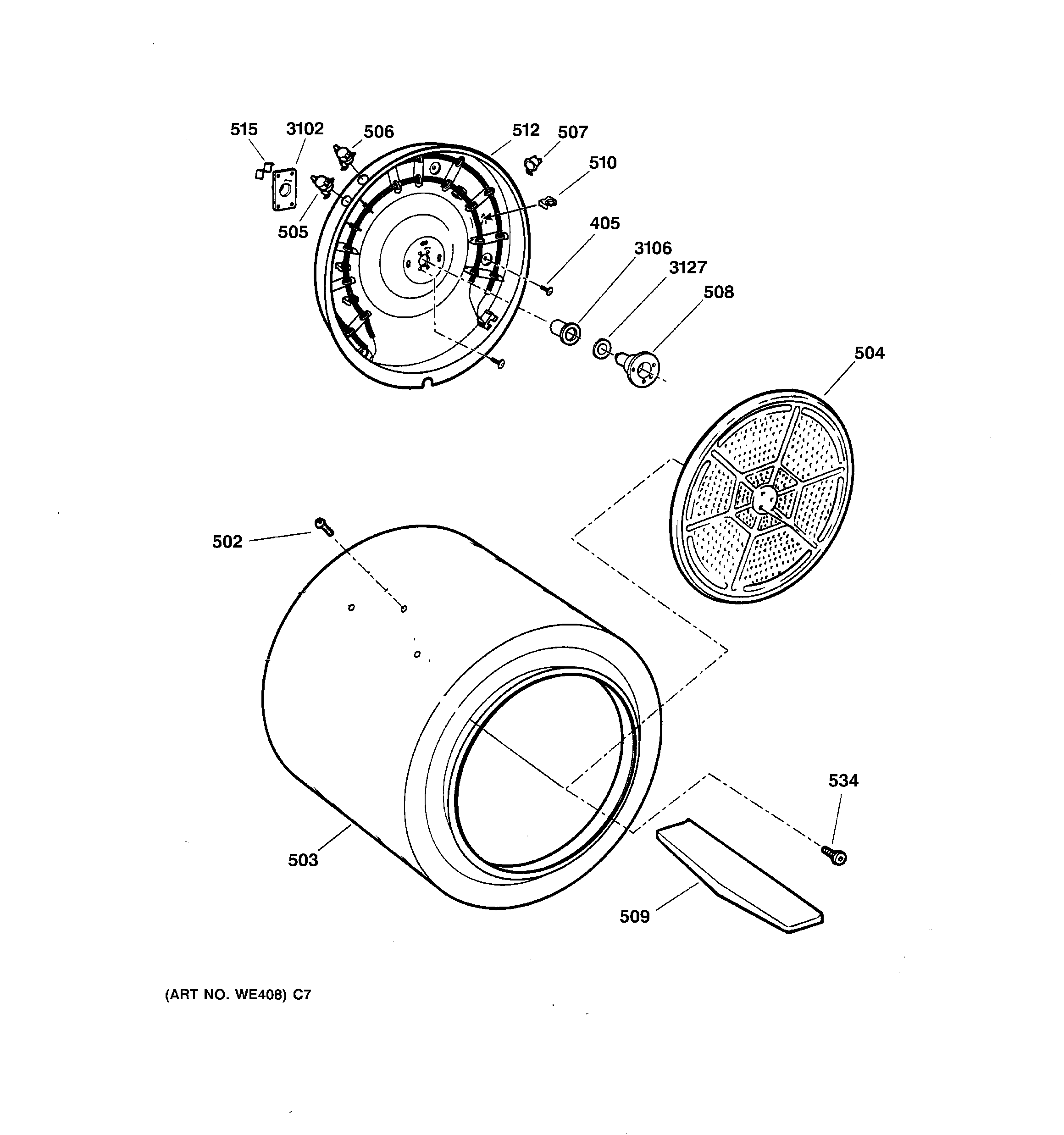 GE EED5600G4WW drum diagram