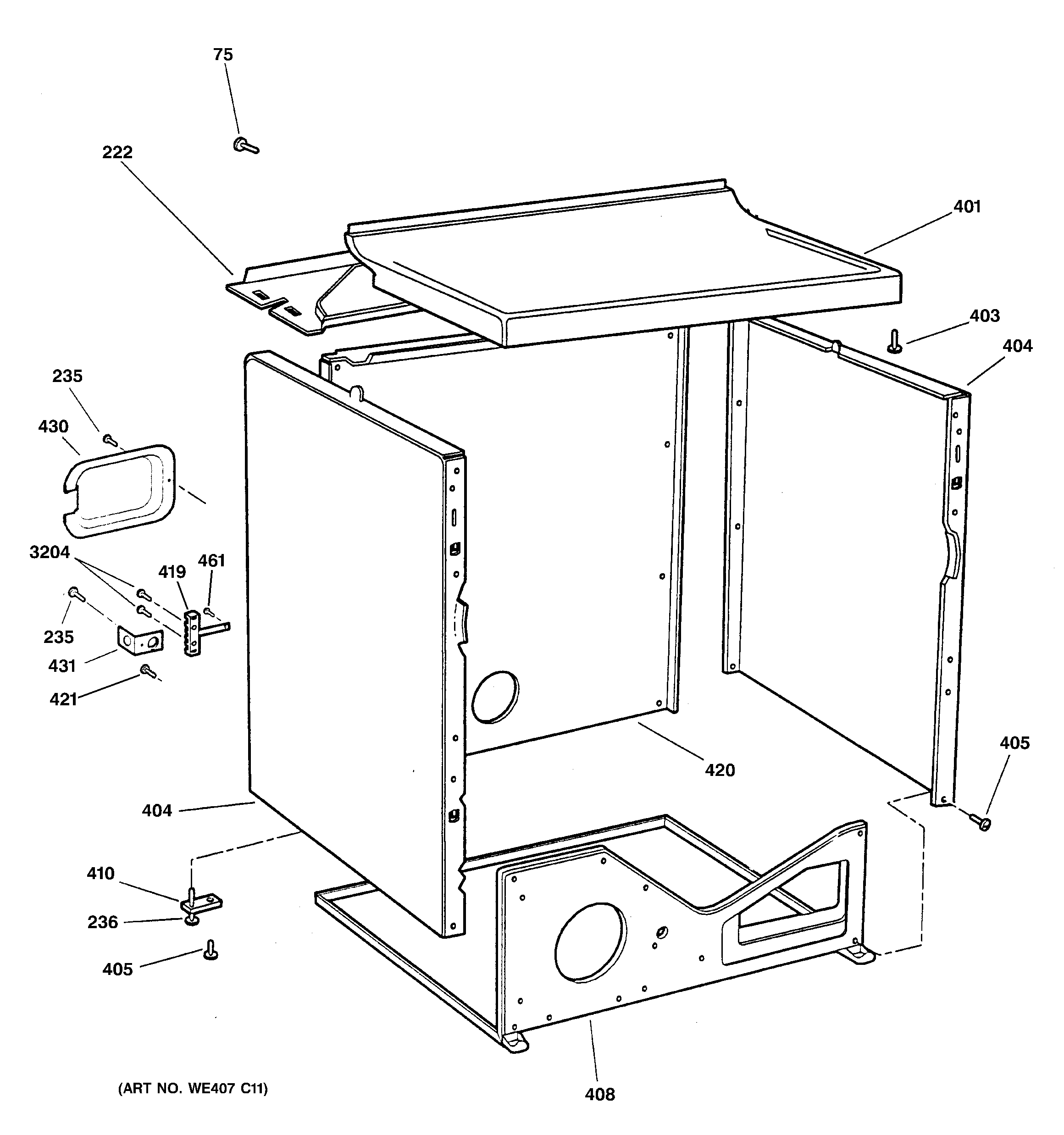 GE DX4500EG4WW cabinet diagram