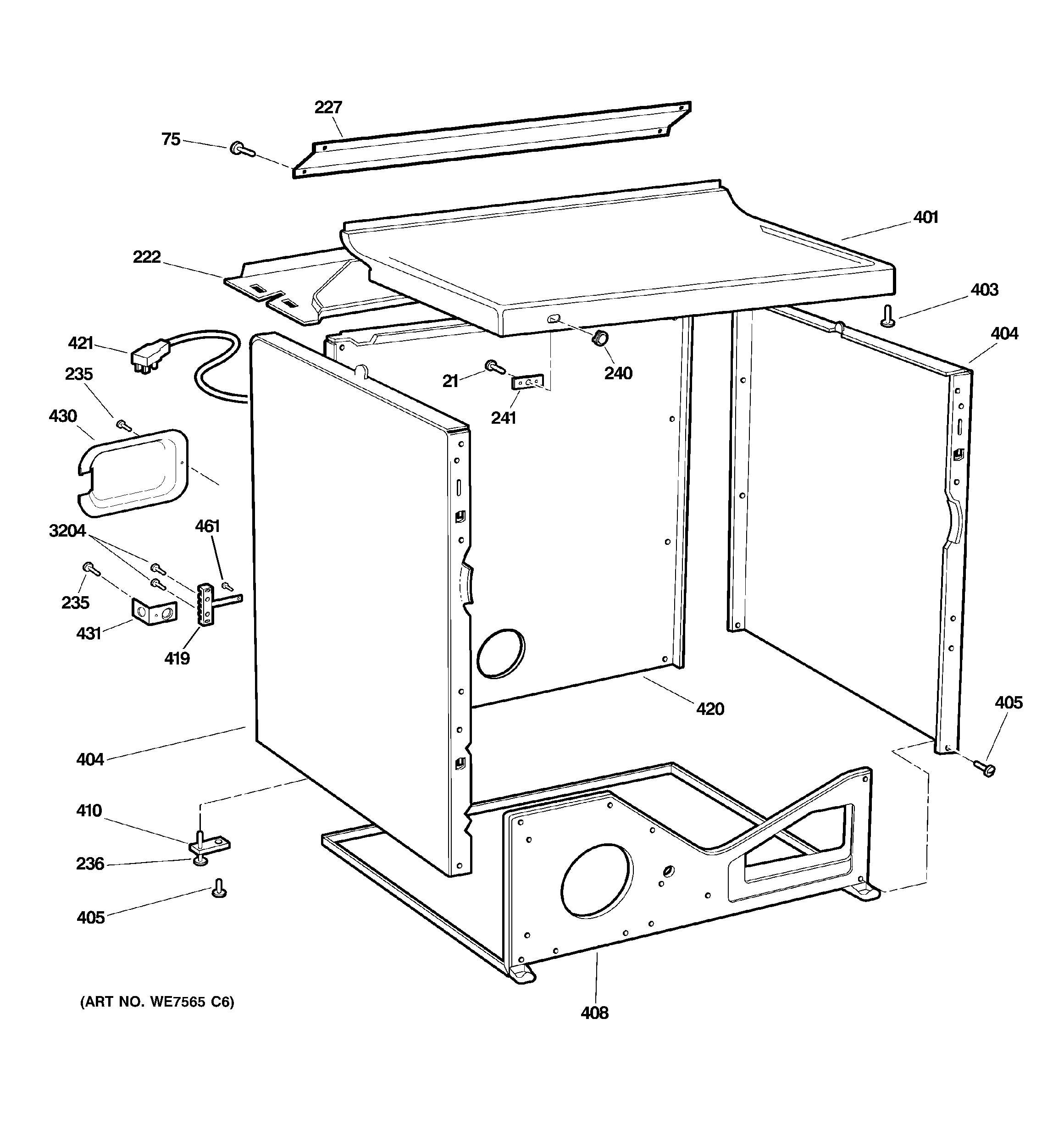 GE DMCD330EH3WC cabinet diagram