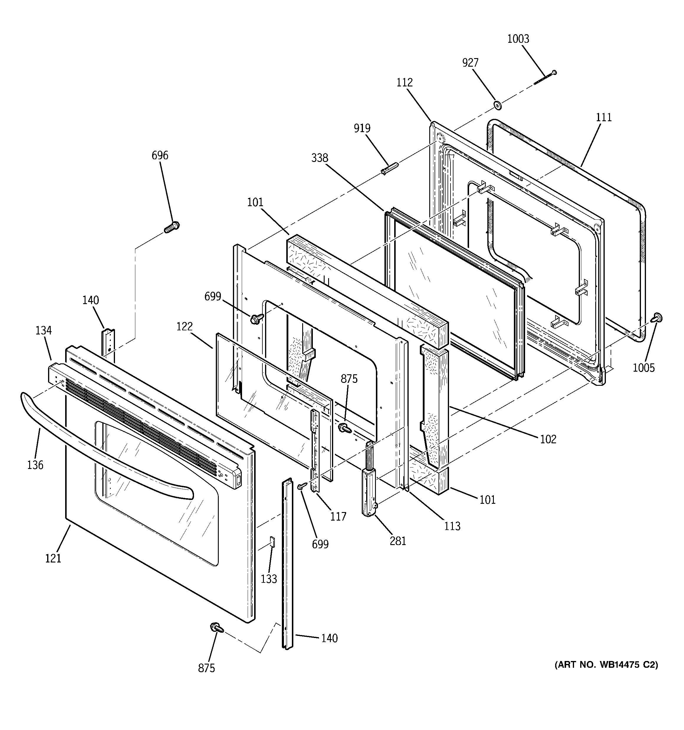 GE JBP70SM2SS door diagram