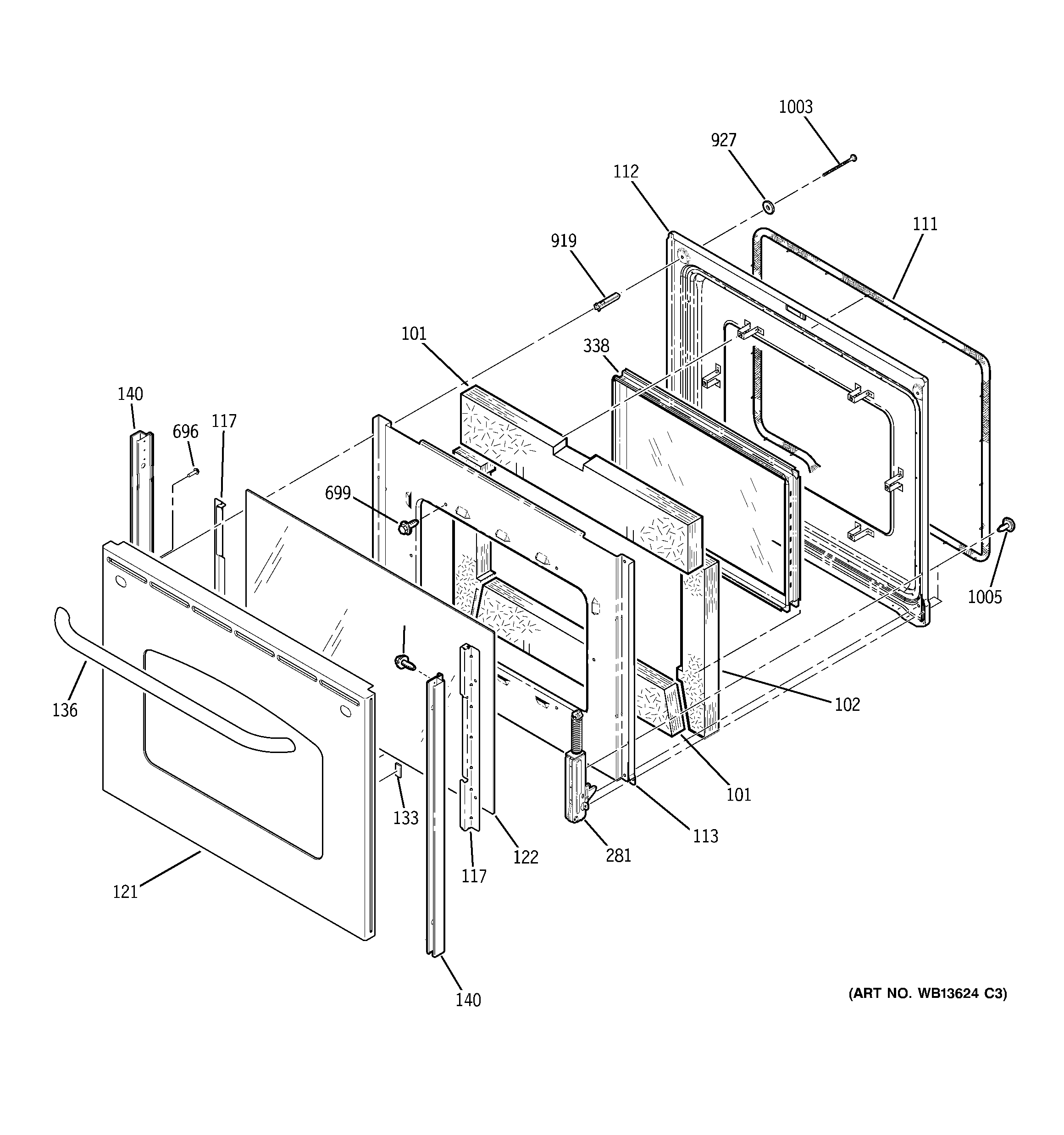GE JBP89SM2SS door diagram