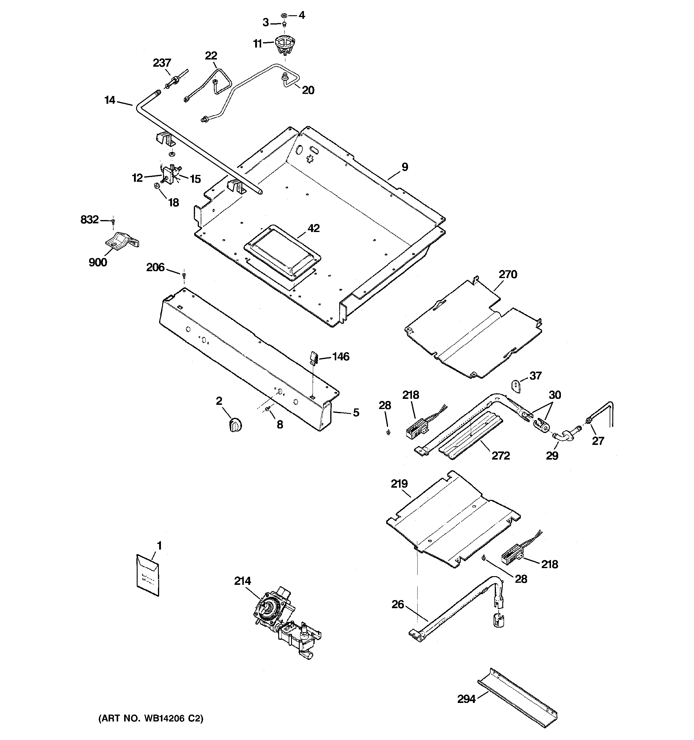 GE JGBP25DEM2BB gas & burner parts diagram