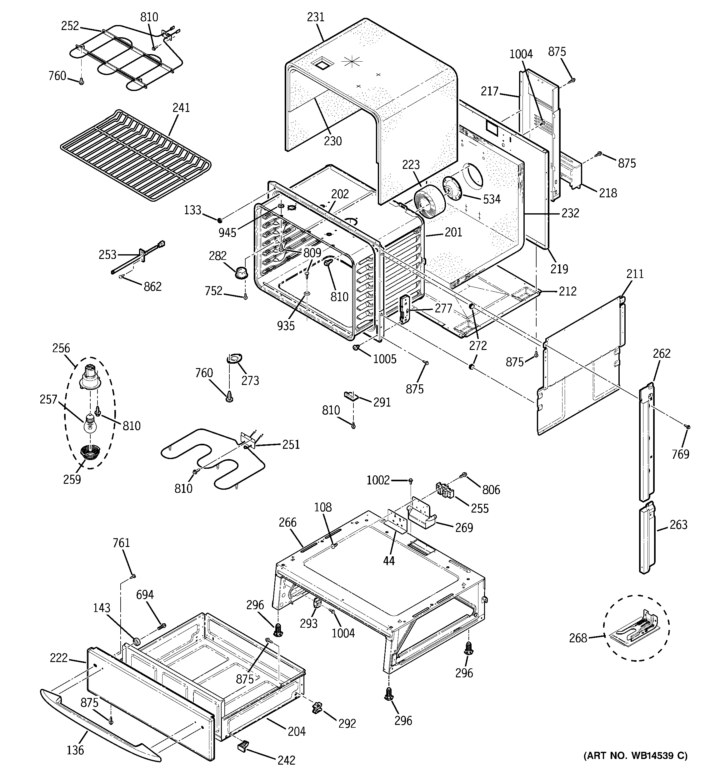 GE JS905SK4SS body parts diagram