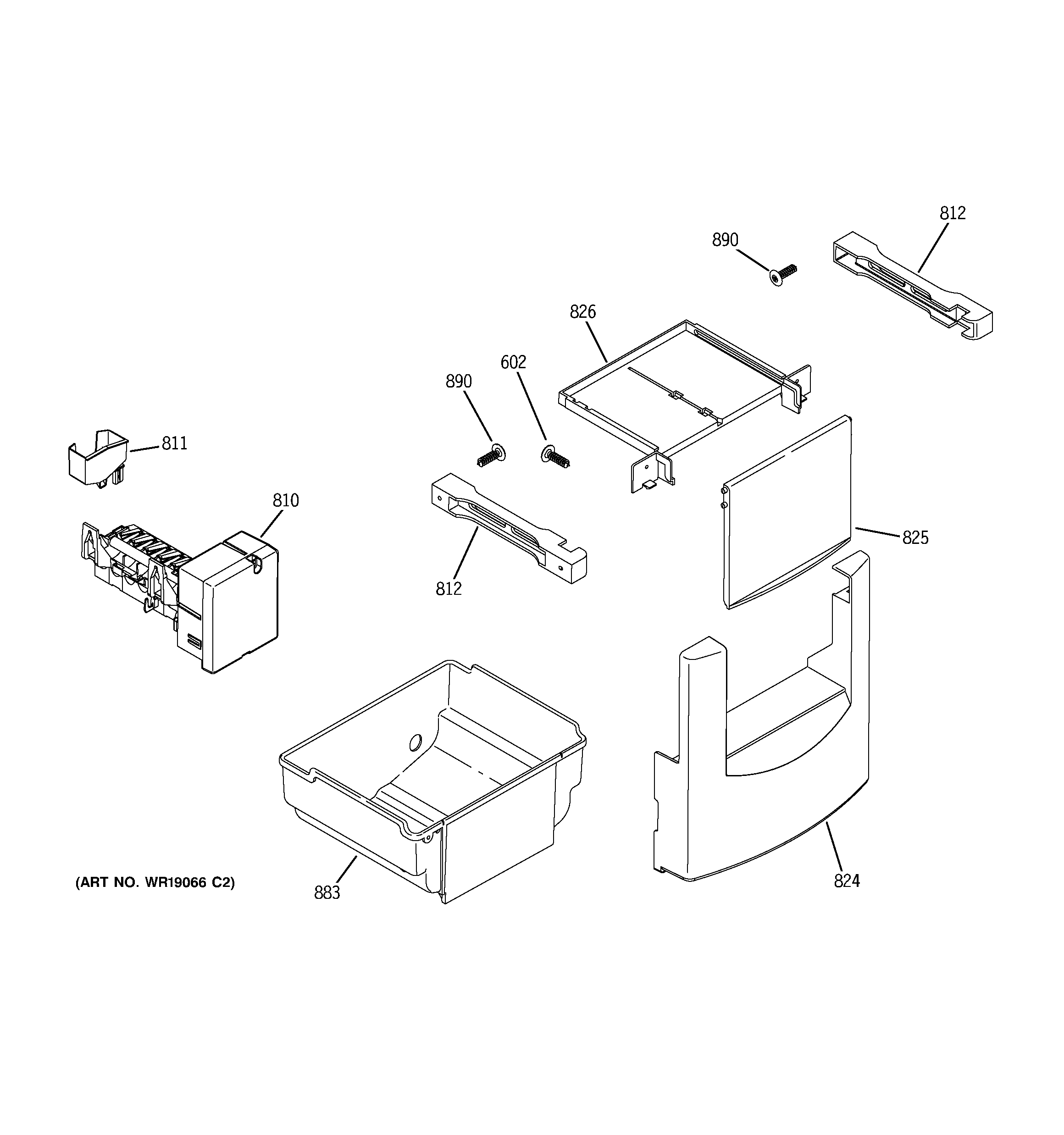 GE ZIS360NRK ice maker & dispenser diagram