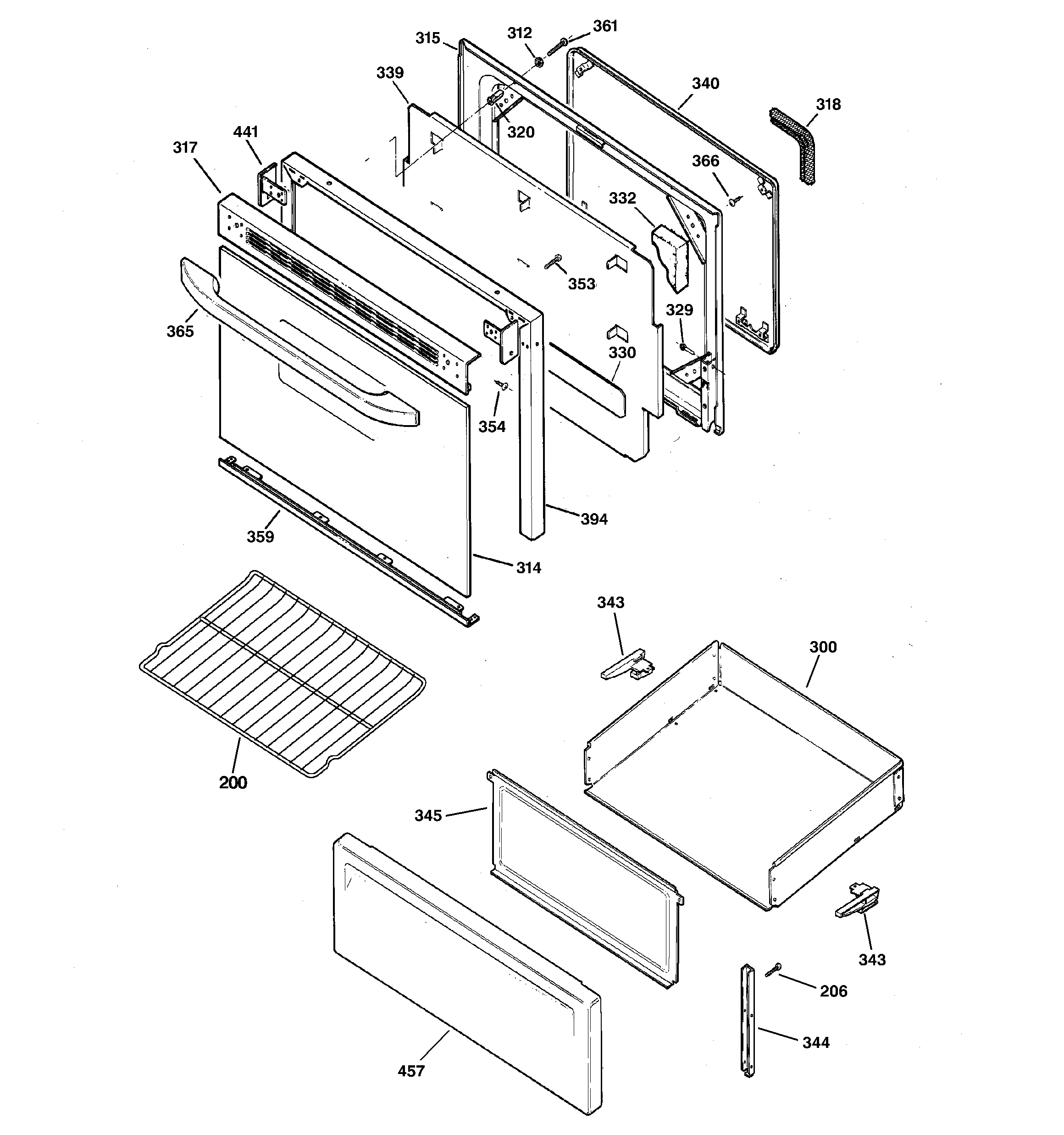 GE JBP60BM2WH door & drawer parts diagram
