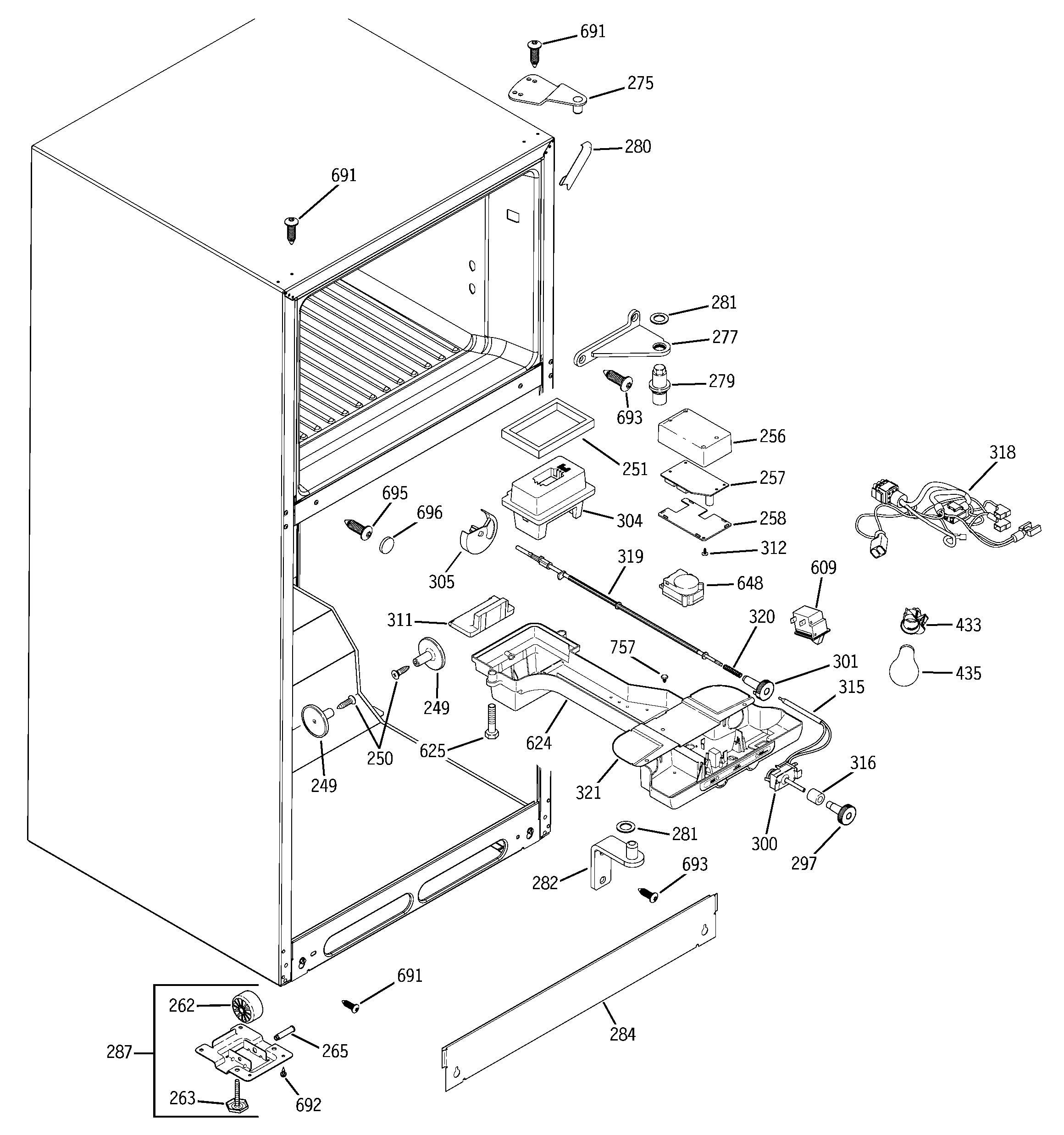 GE GTH18JLXARBS fresh food section diagram