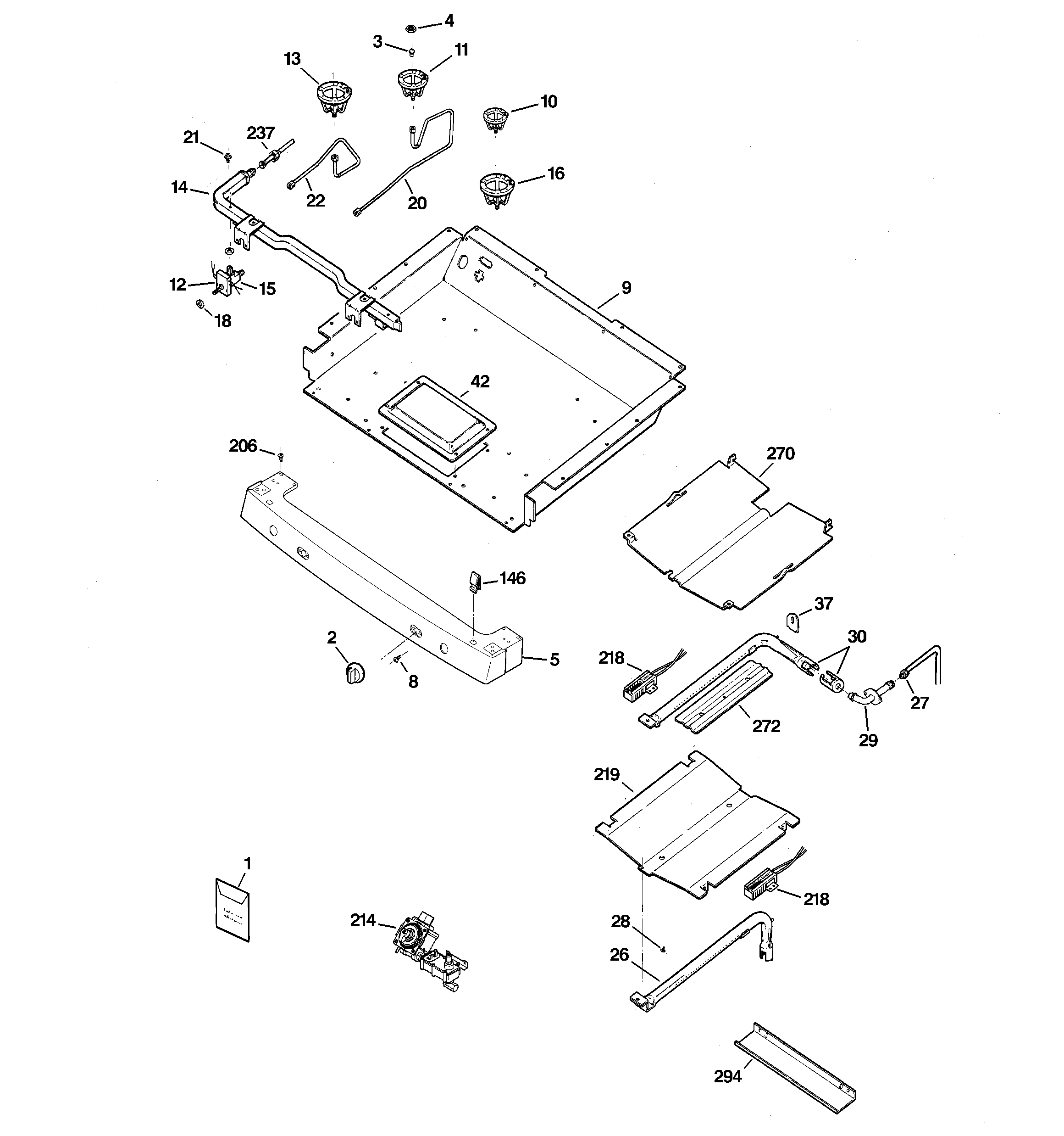 GE JGBP85DEM2BB gas & burner parts diagram