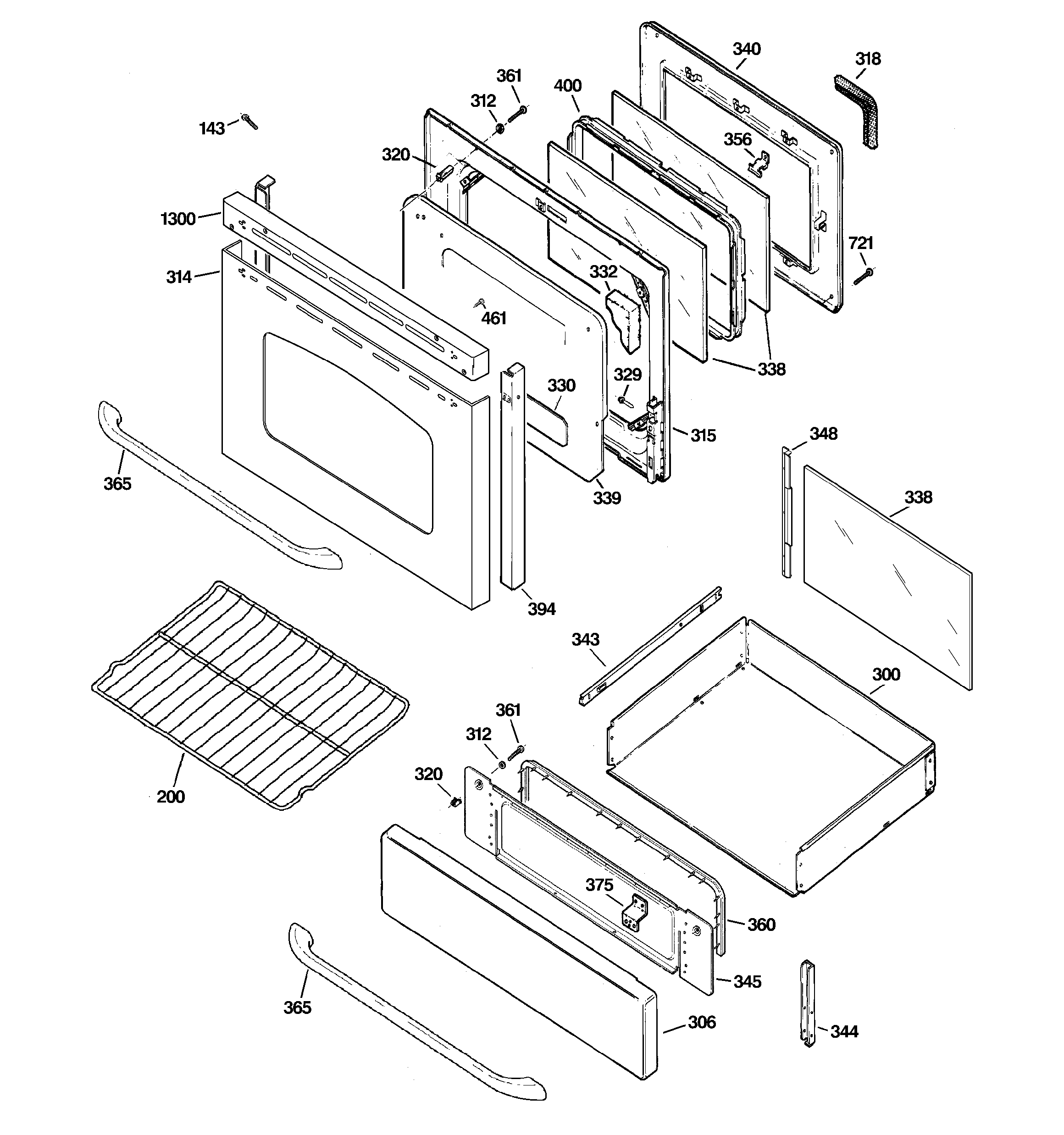 GE JGBP85SEM2SS door & drawer parts diagram