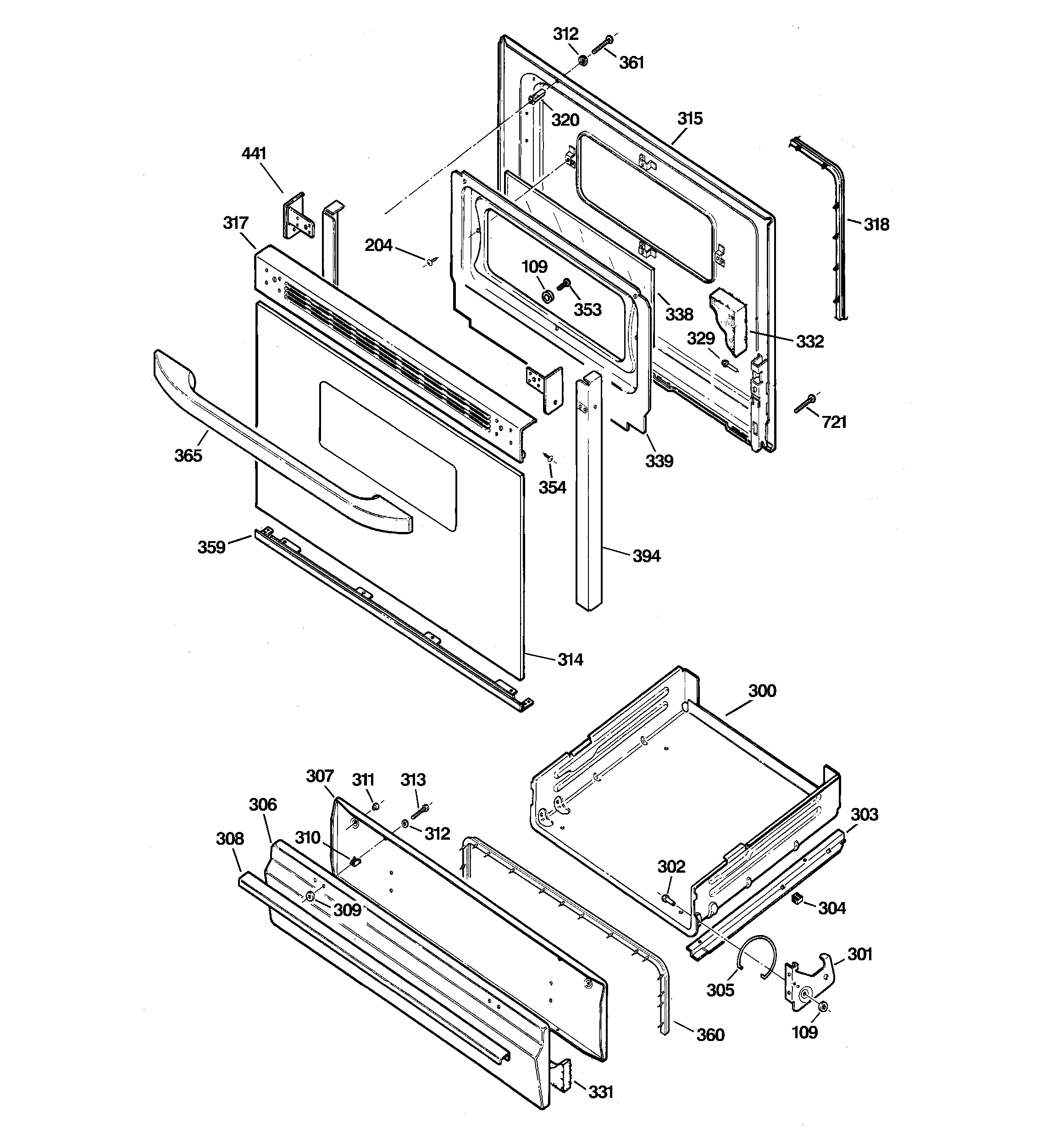 GE JGBS21DEM2BB door & drawer parts diagram
