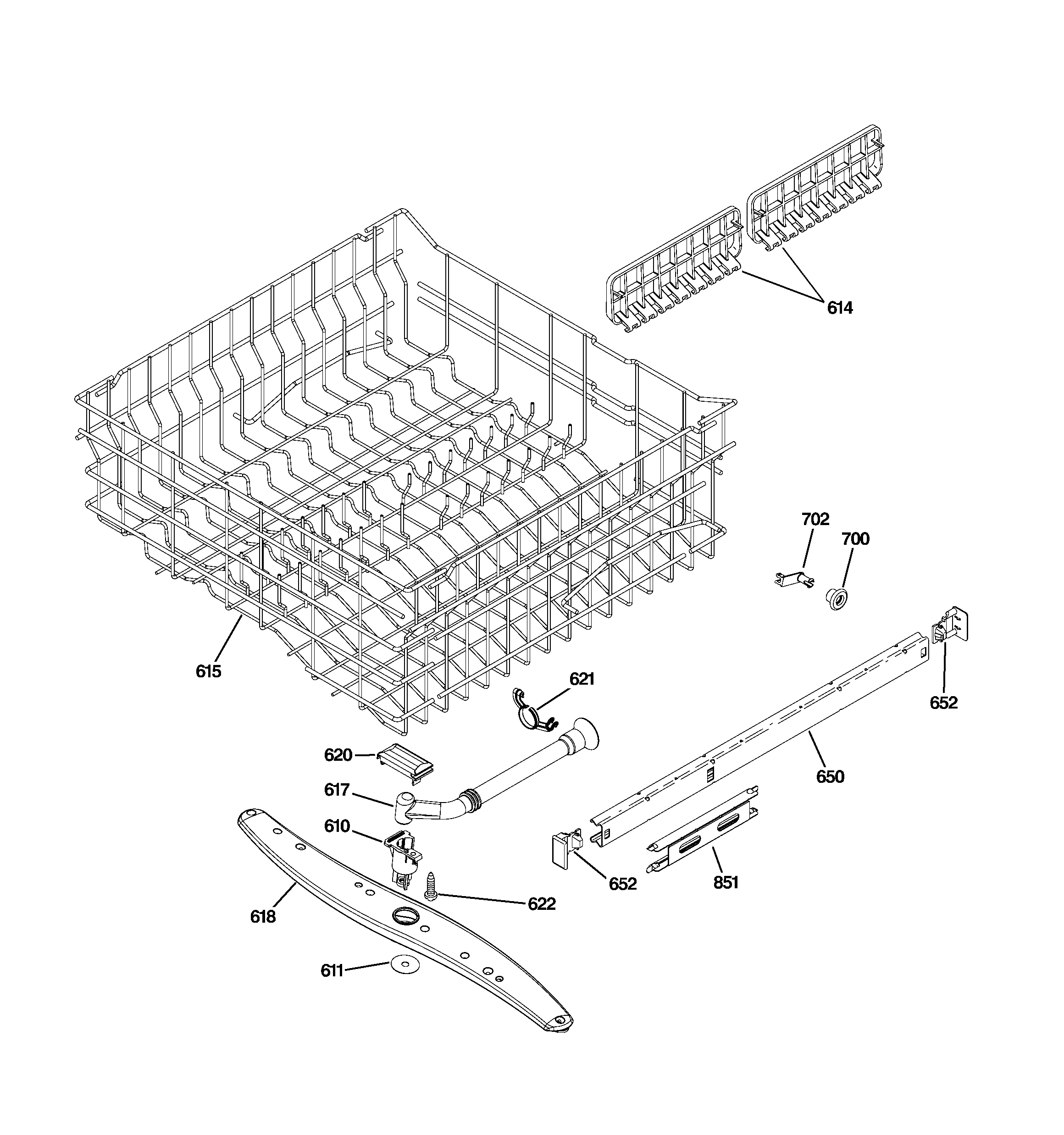GE ZBD6800N20WW upper rack assembly diagram
