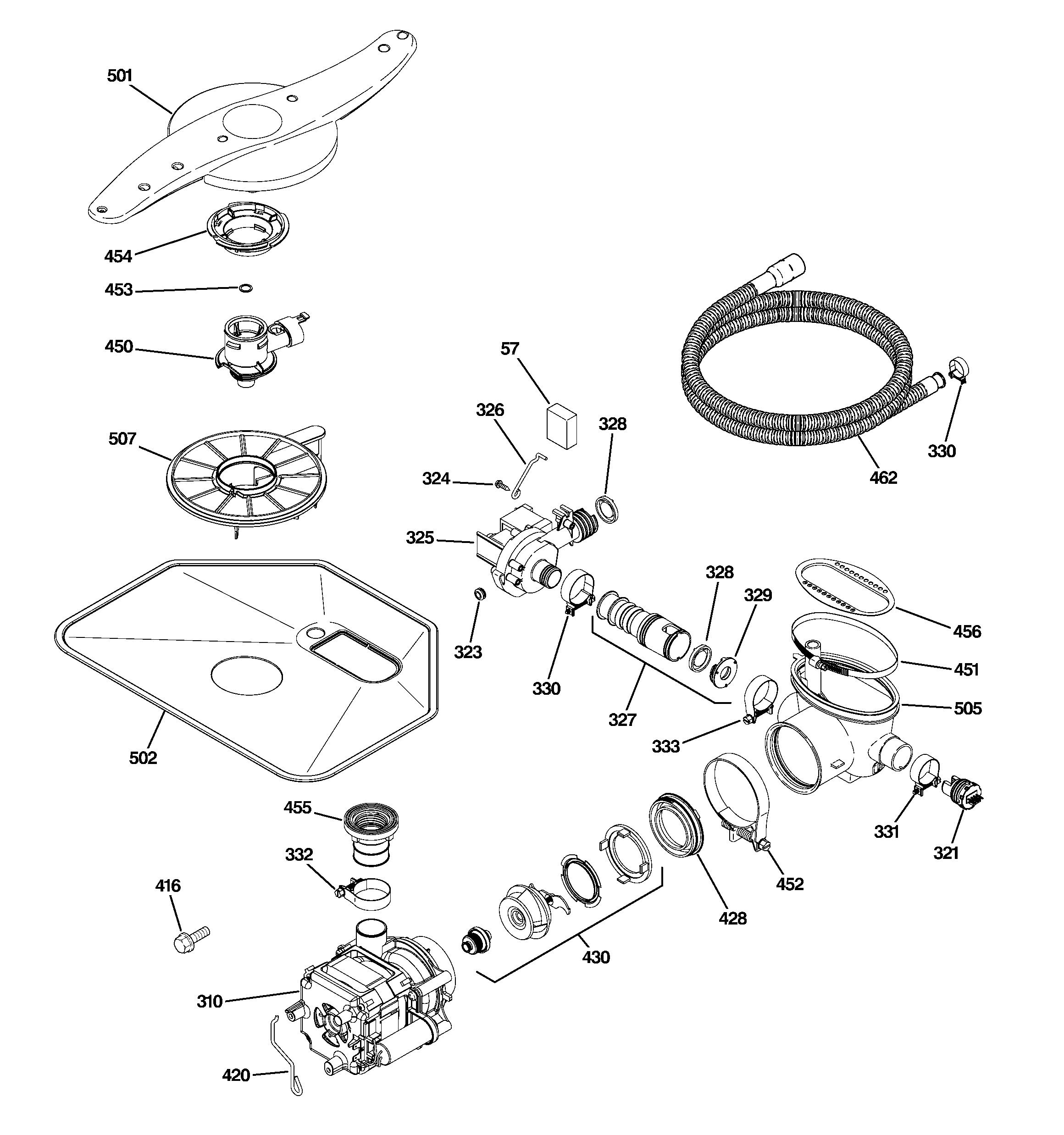 GE ZBD6800N20WW motor-pump mechanism diagram