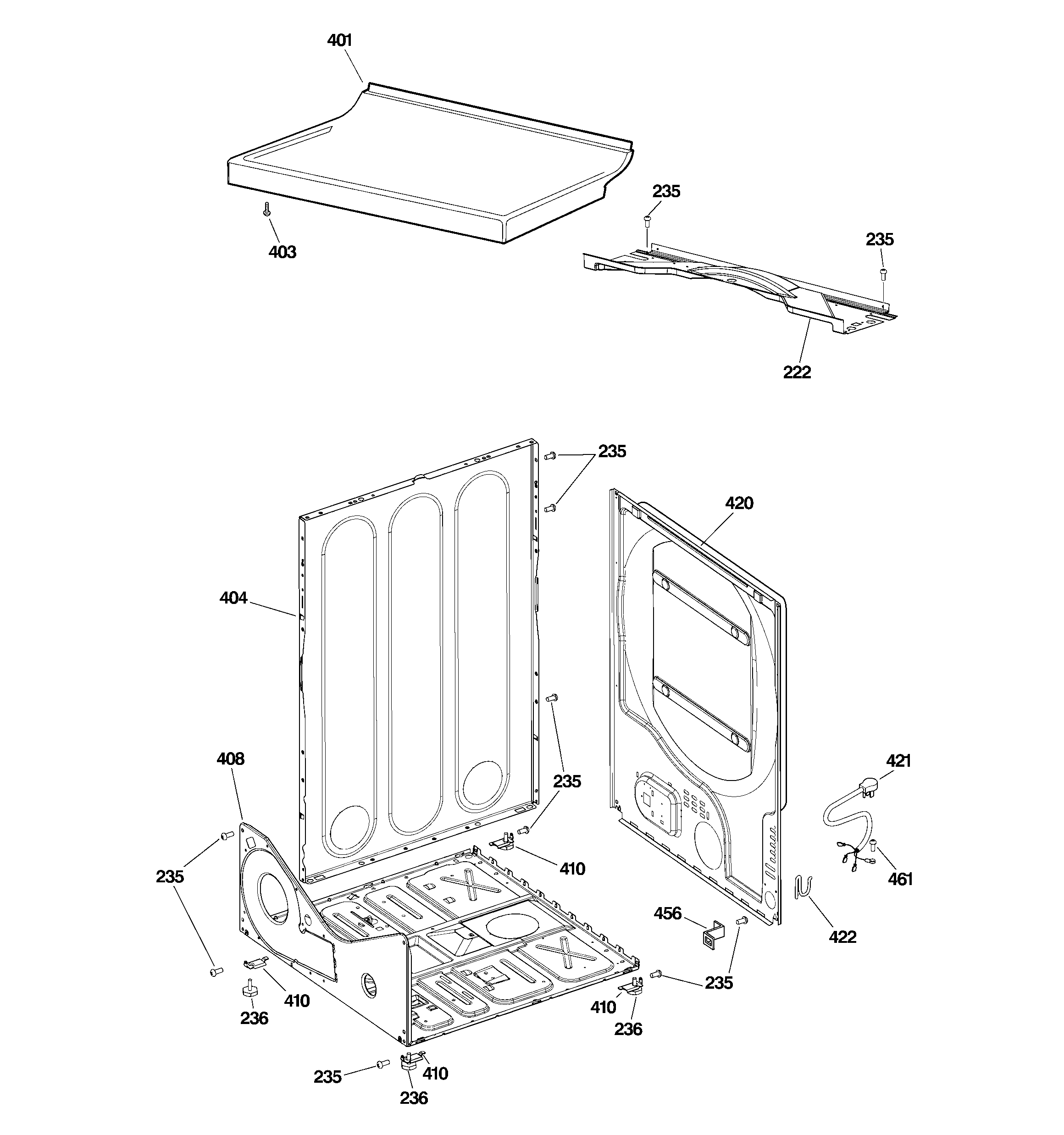 GE DBXR300GG4WS cabinet diagram