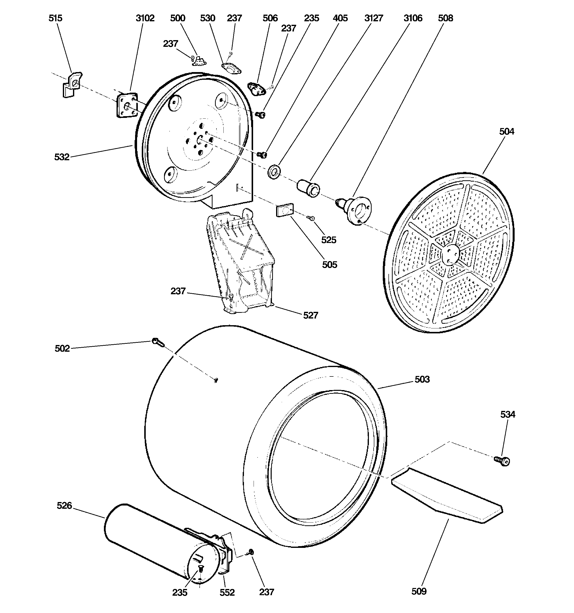 GE EGD5600G5WW drum diagram