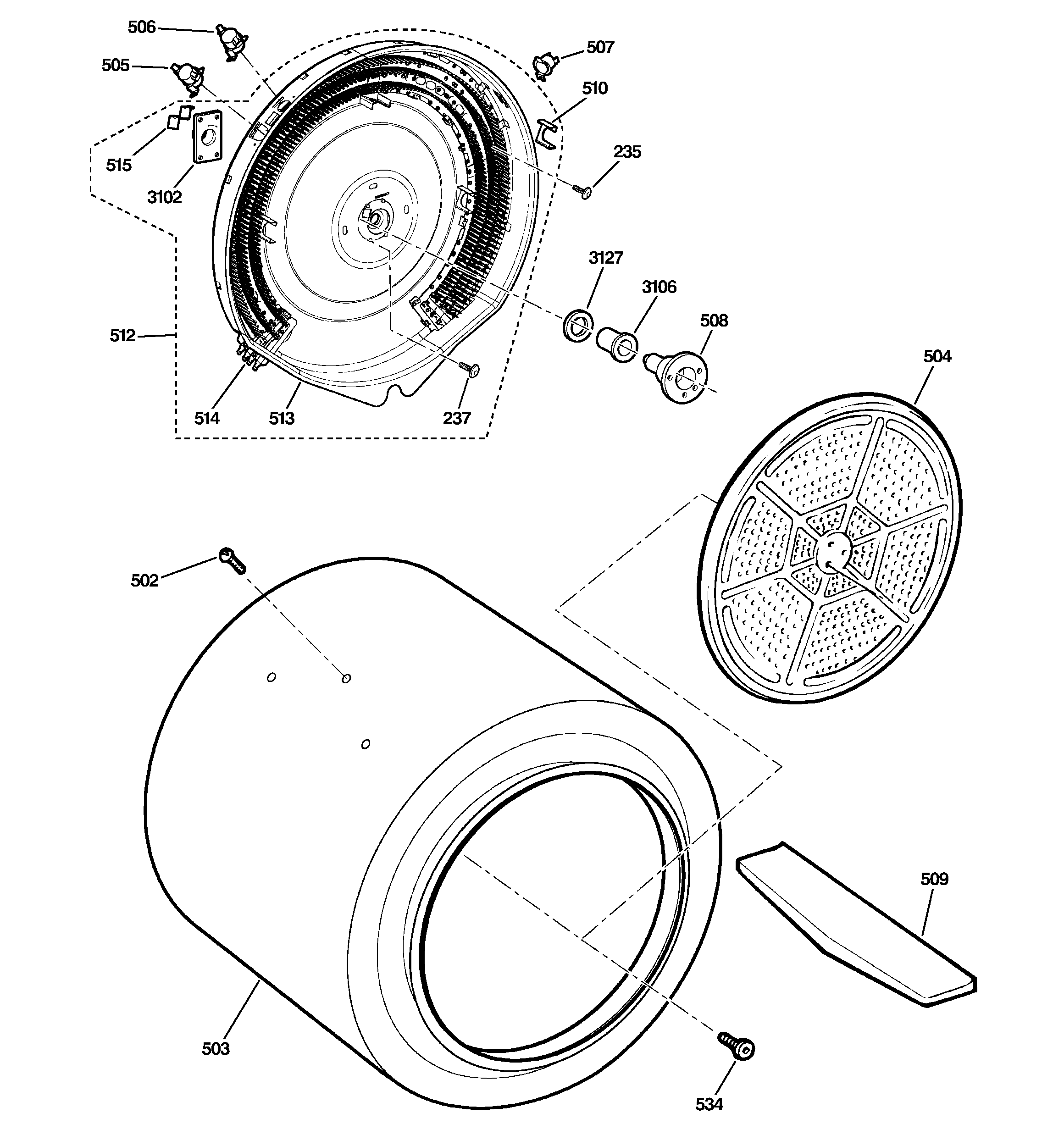 GE EED4600G5WW drum diagram