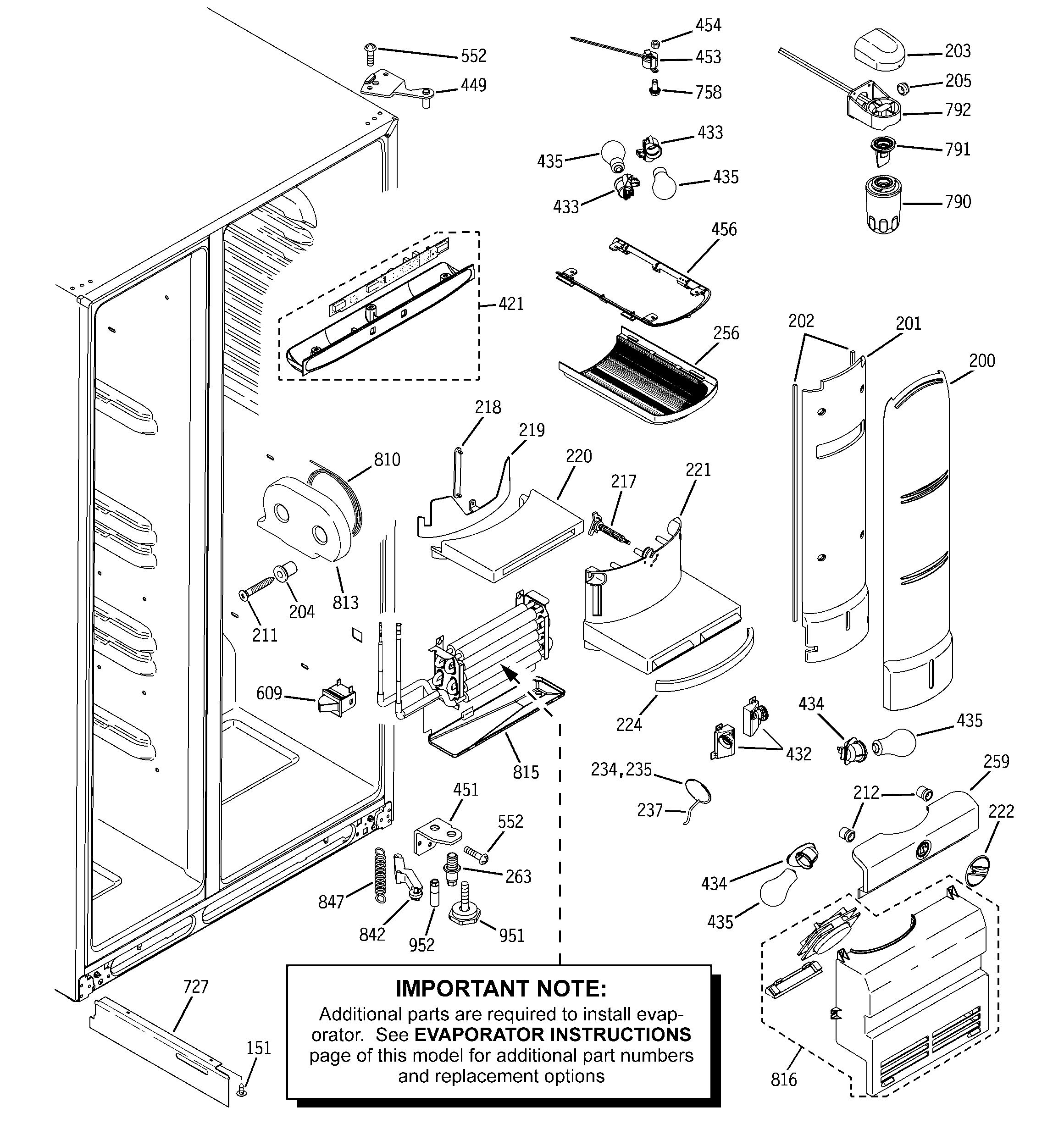 GE PHE25MGTFFWW fresh food section diagram